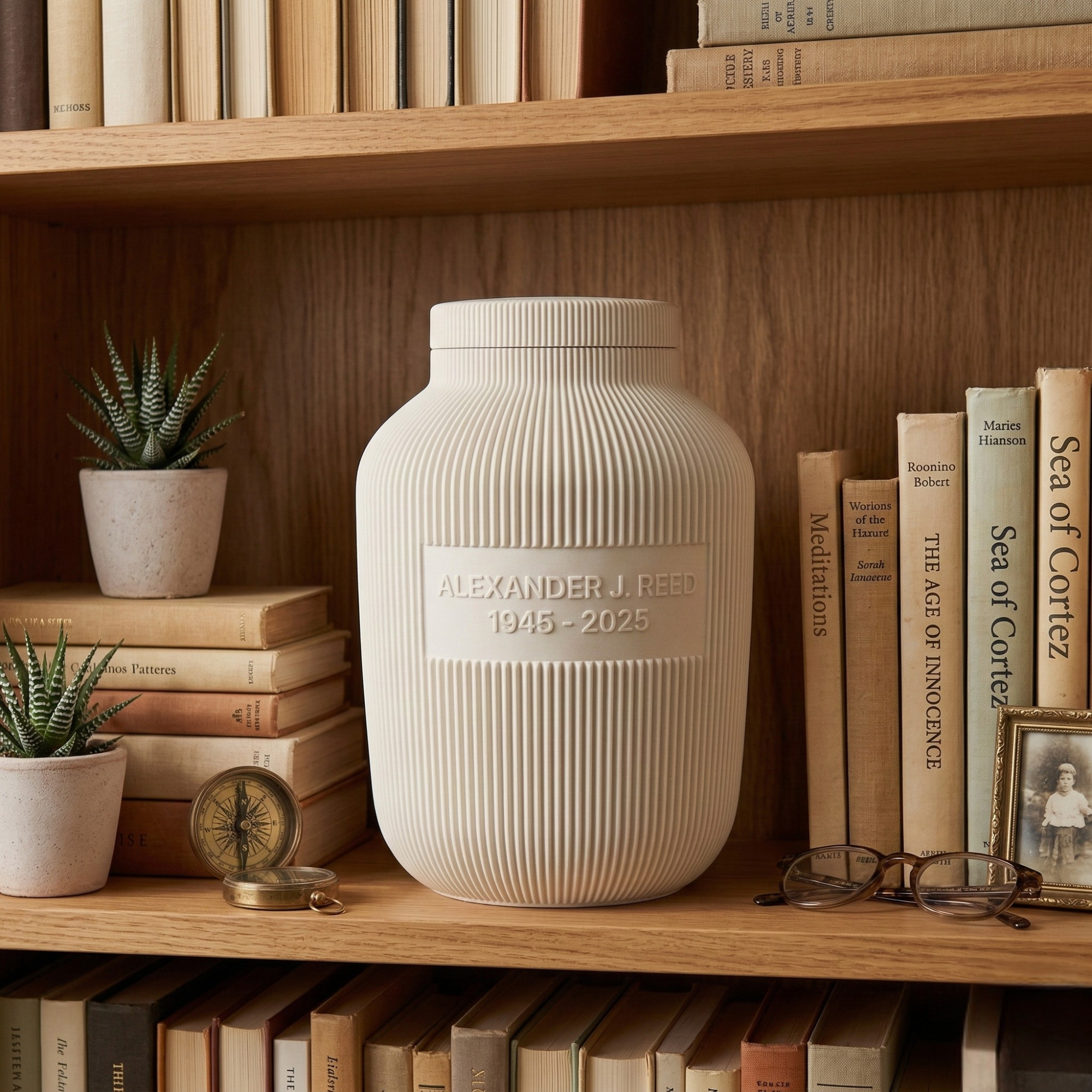 Modern Ridges Cremation Urn