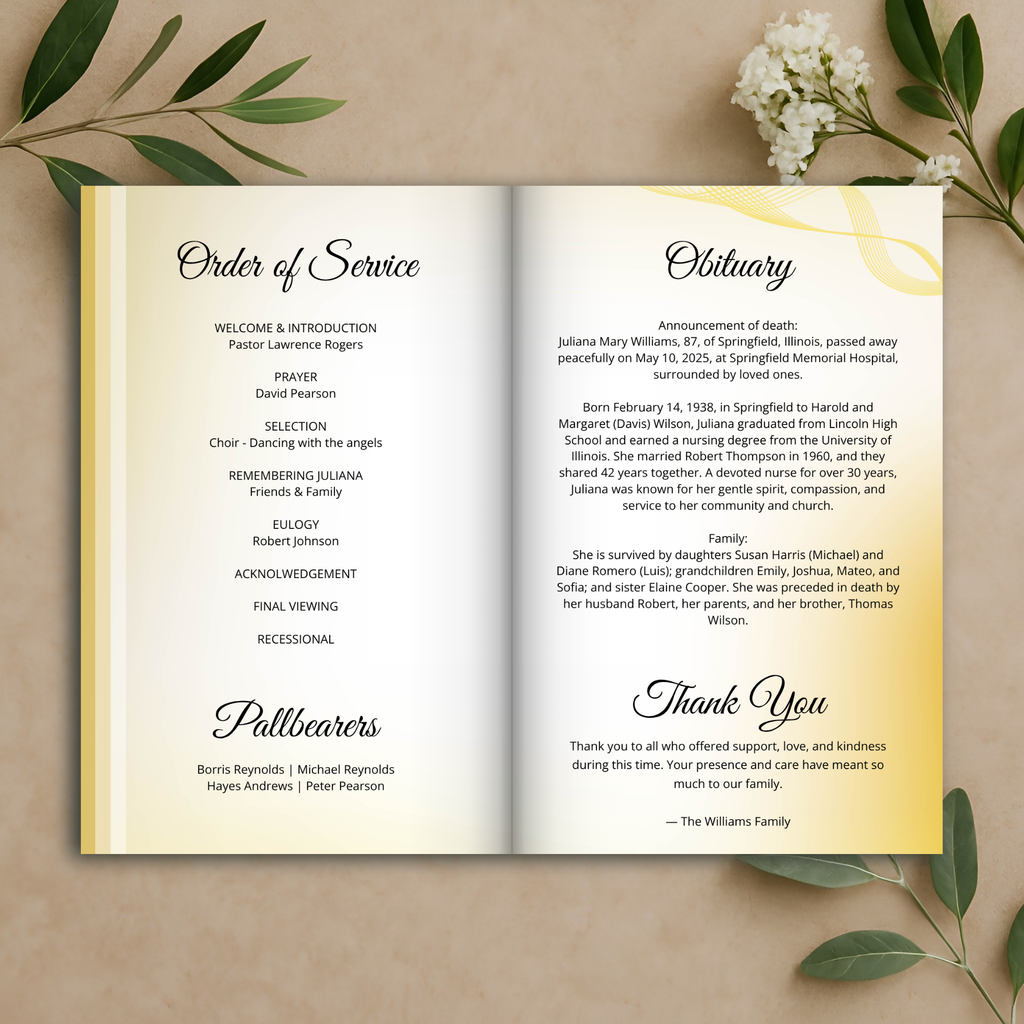 Baroque Gold Funeral Program