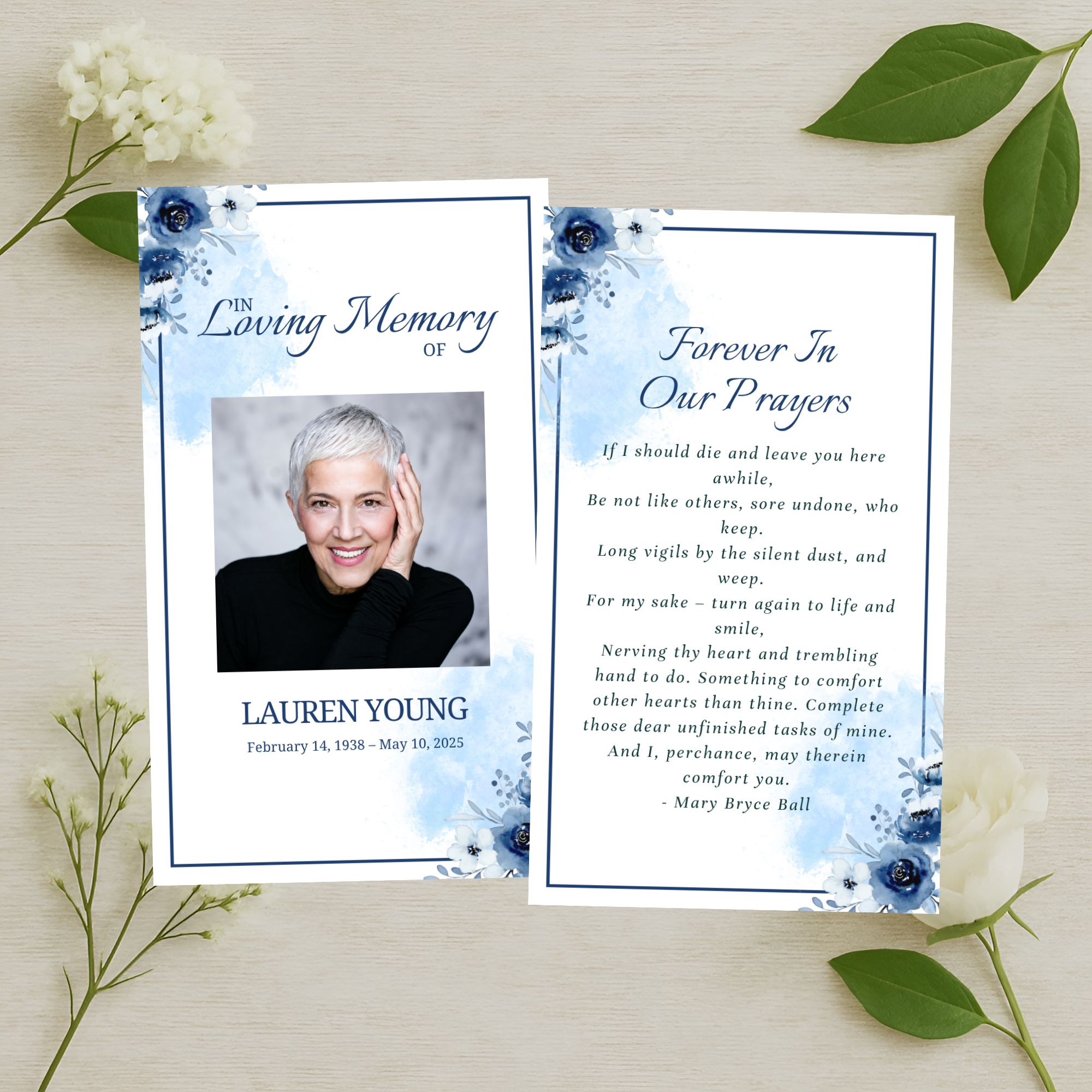 Blue Blossom Prayer Card