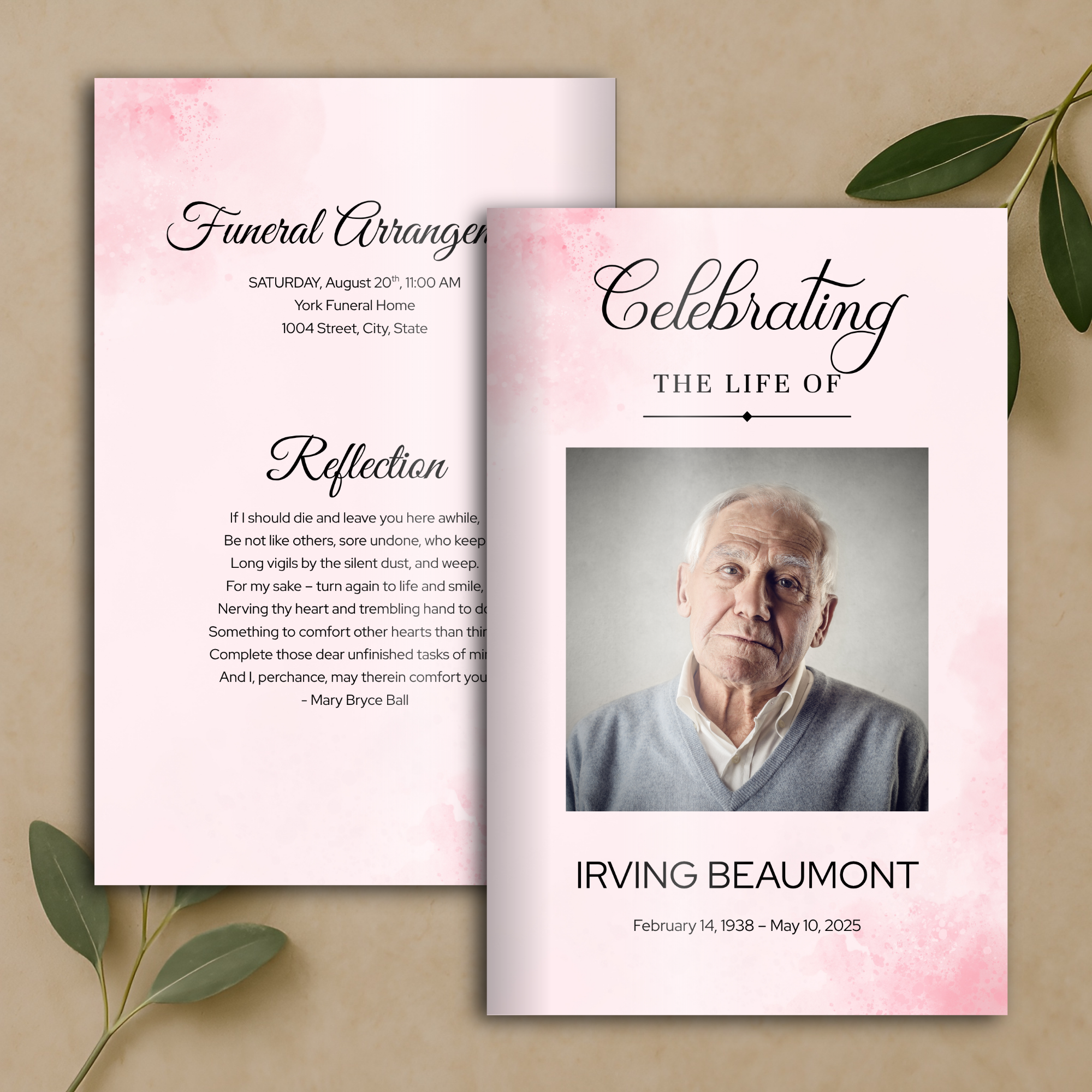 Blush Reverie Funeral Program