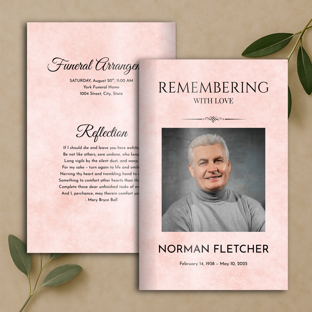 Blush Scroll Funeral Program