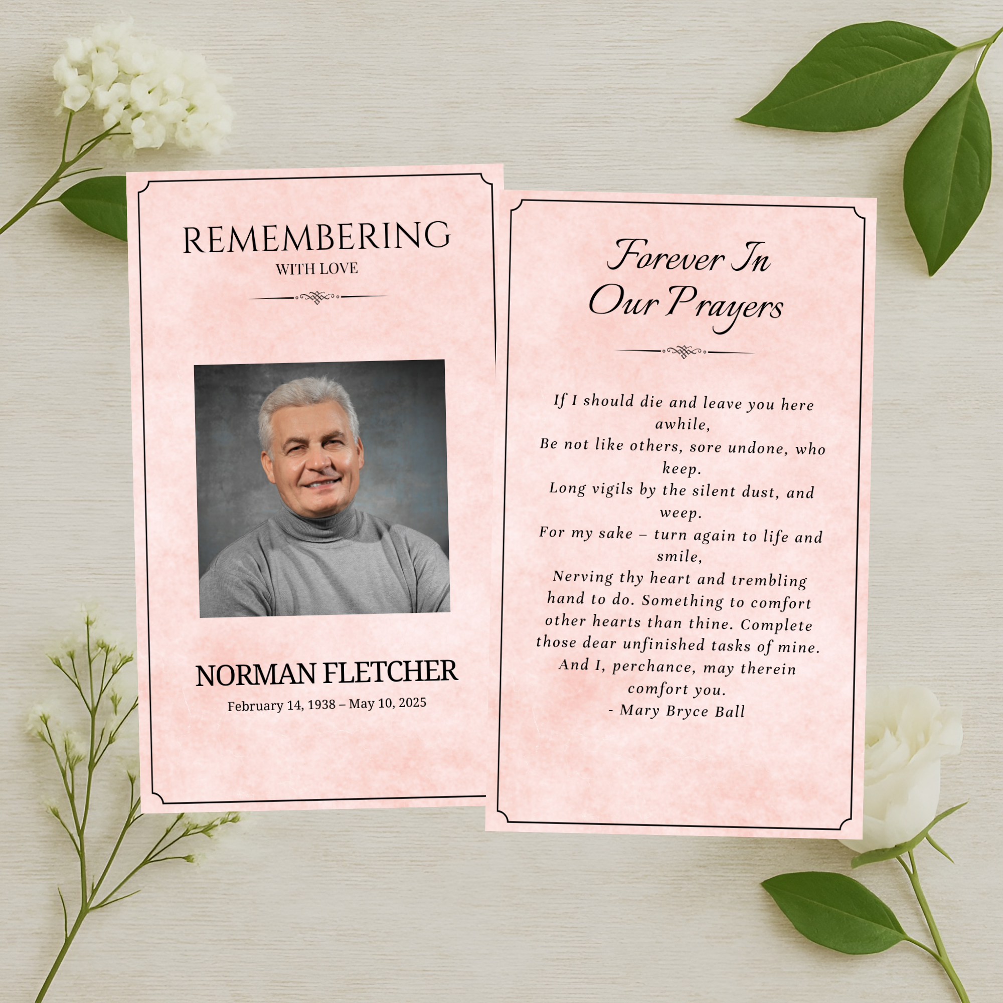Blush Scroll Prayer Card