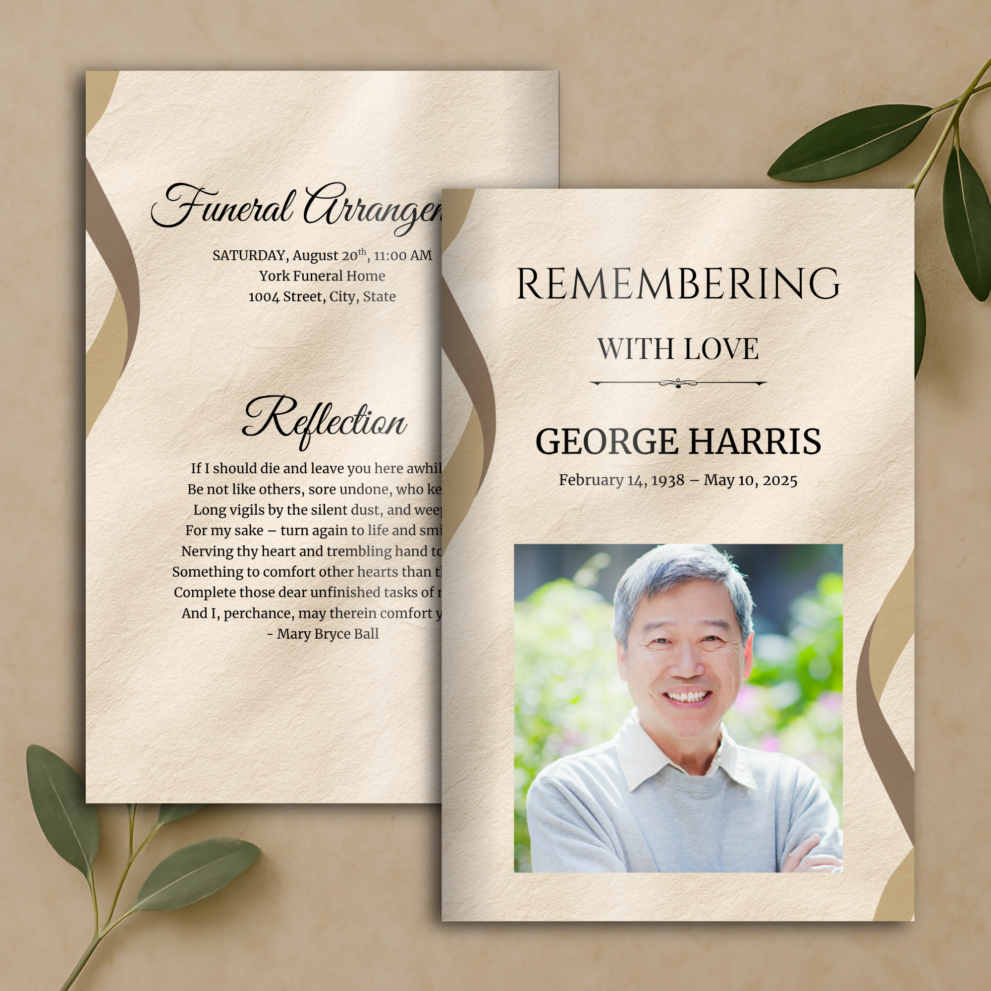 Deco Parchment Funeral Program