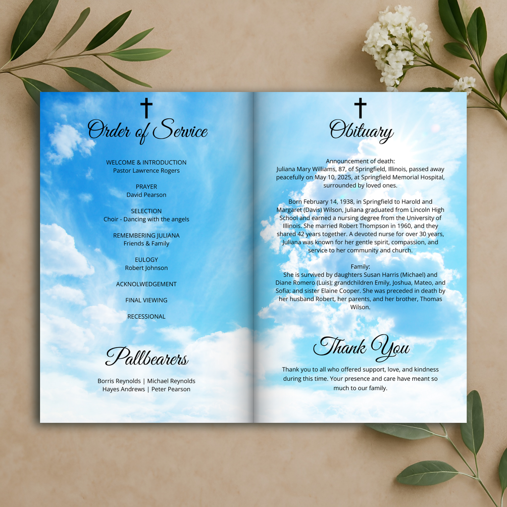 Divine Sky Funeral Program