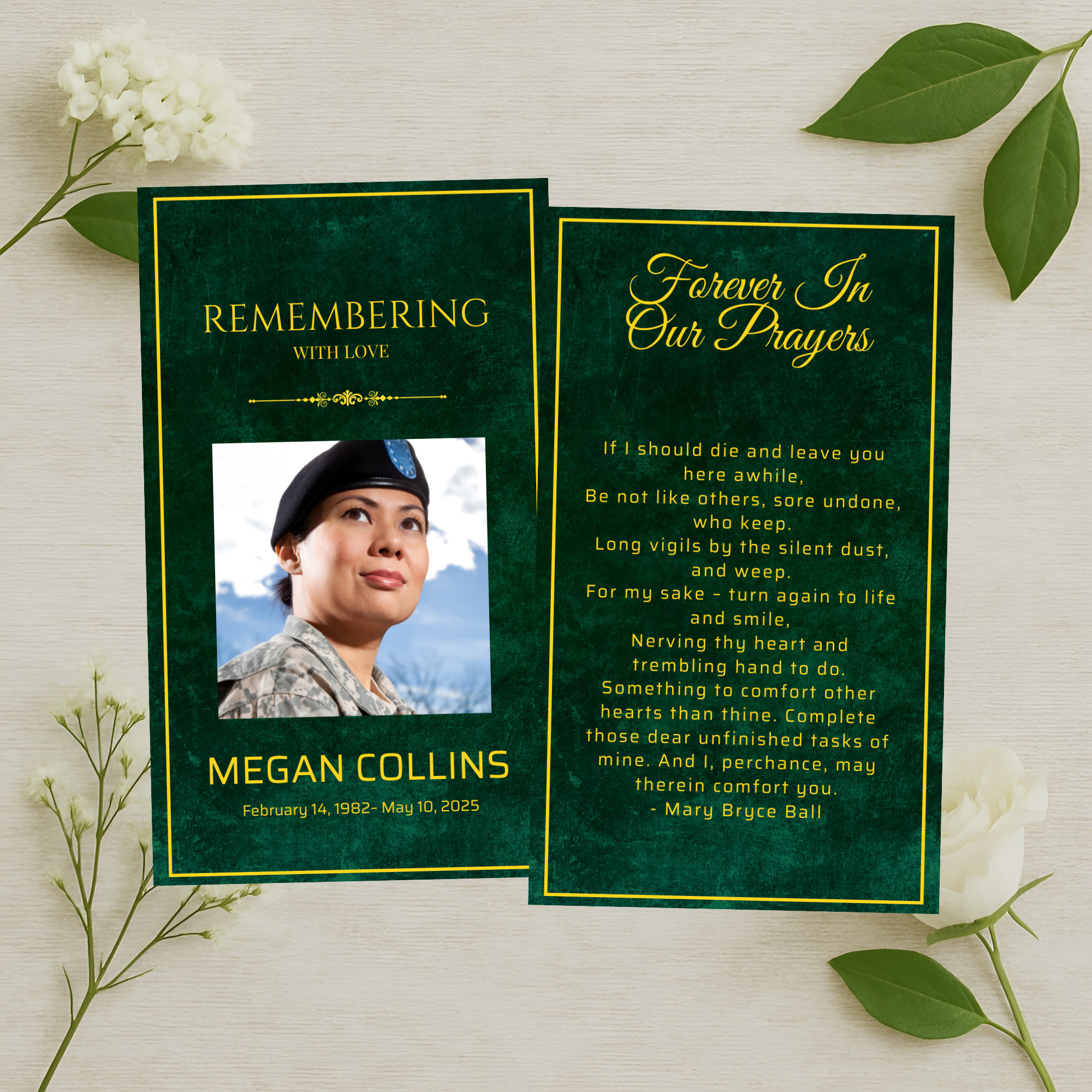 Emerald Valor Prayer Card