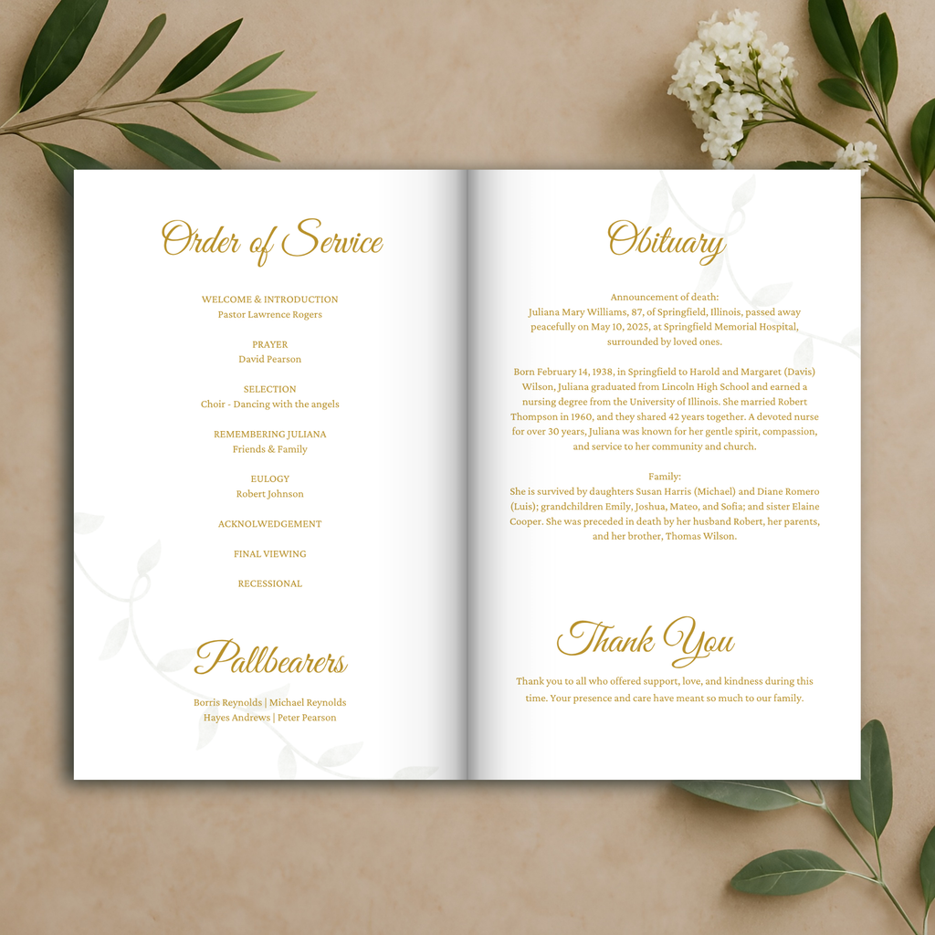 Eternal Bloom Funeral Program