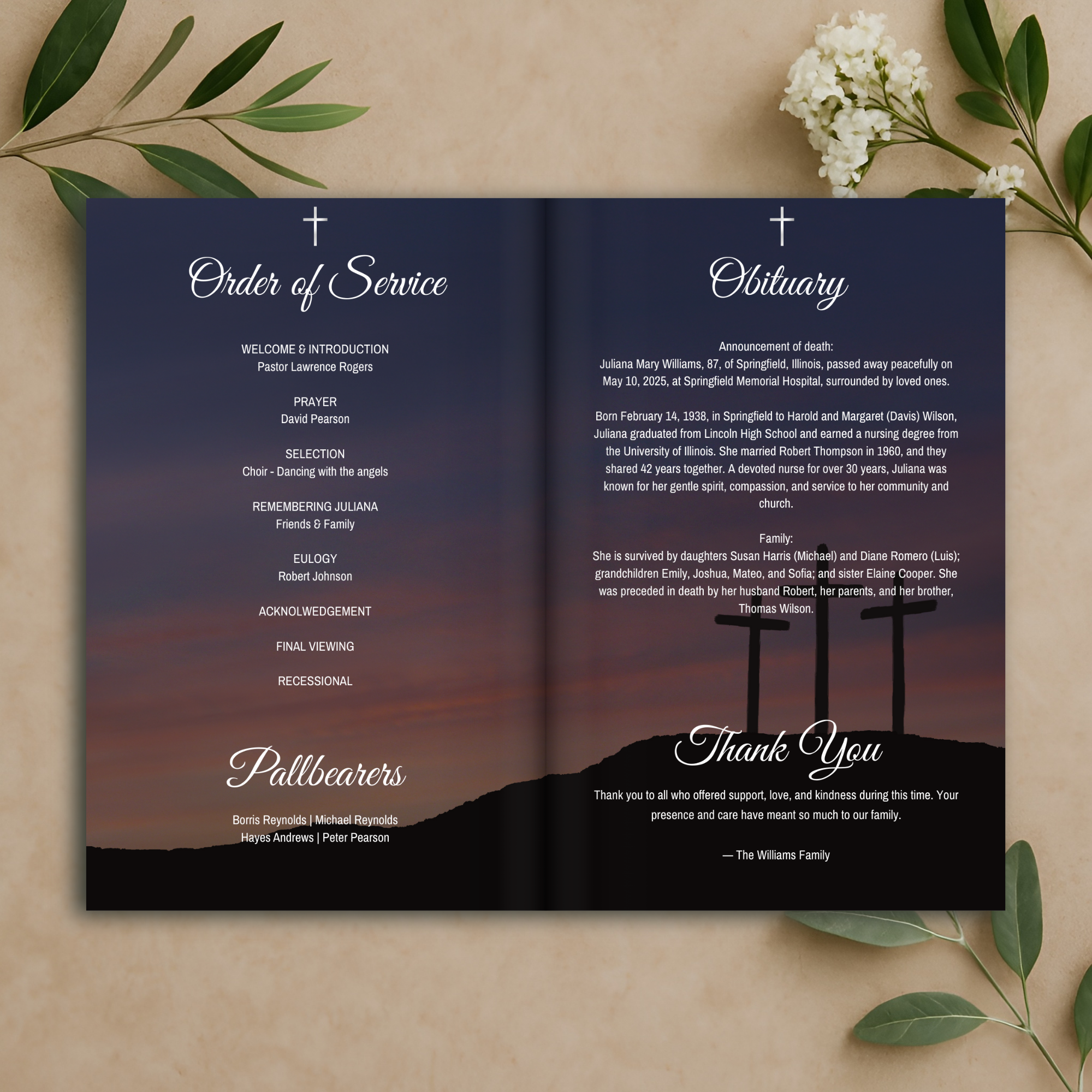 Eternal Cross Funeral Program
