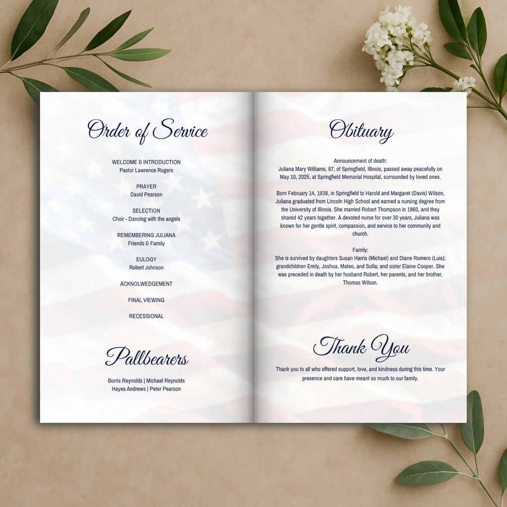 Flag Duty Funeral Program