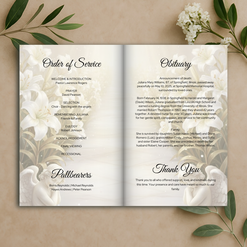Golden Light Funeral Program