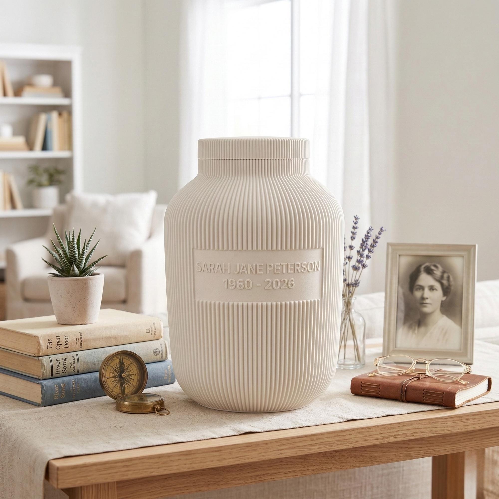 Modern Ridges Cremation Urn - Image 2