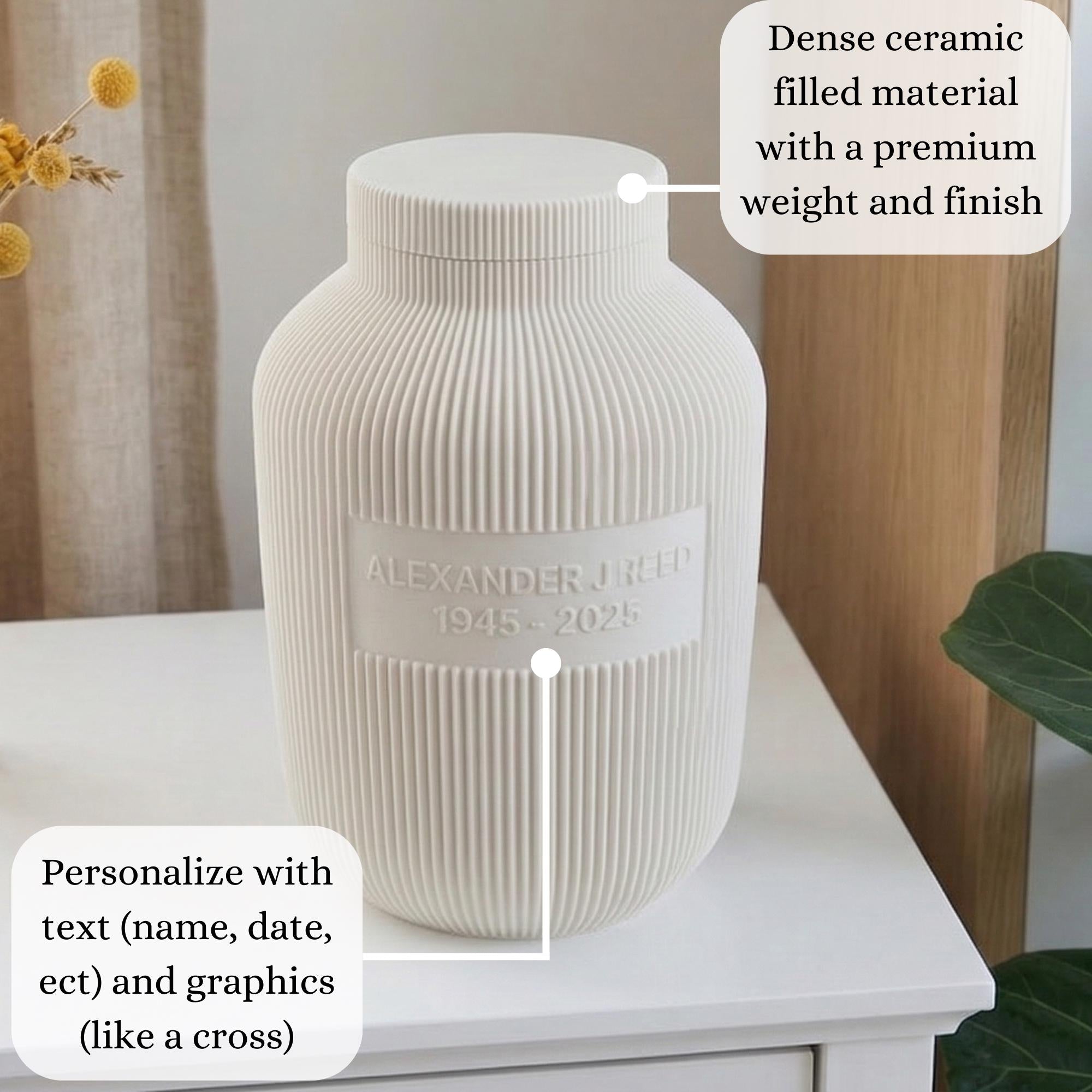 Modern Ridges Cremation Urn - Image 6