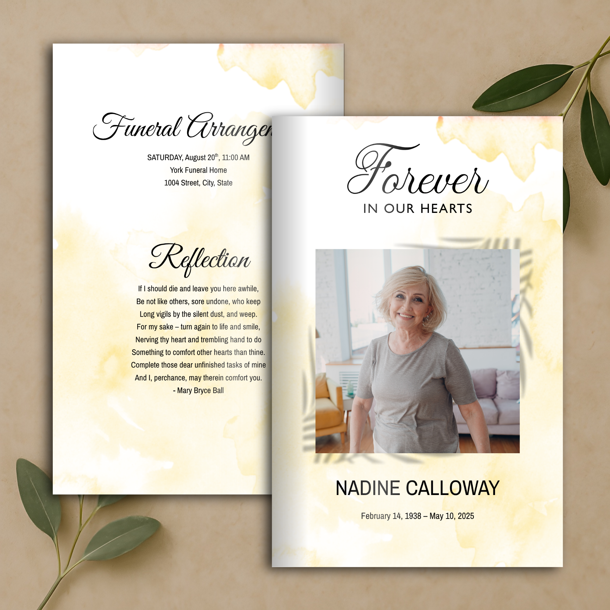 Ivory Garden Funeral Program