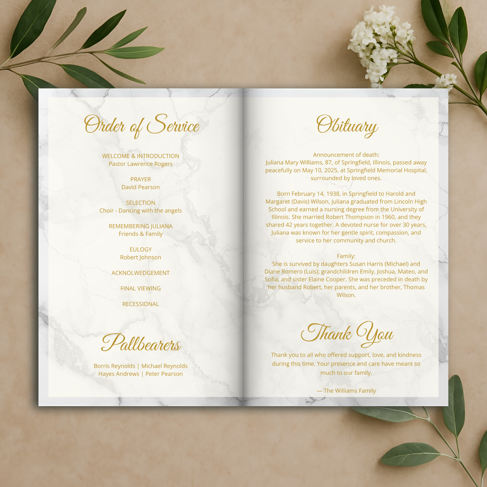 Ivory Grace Funeral Program