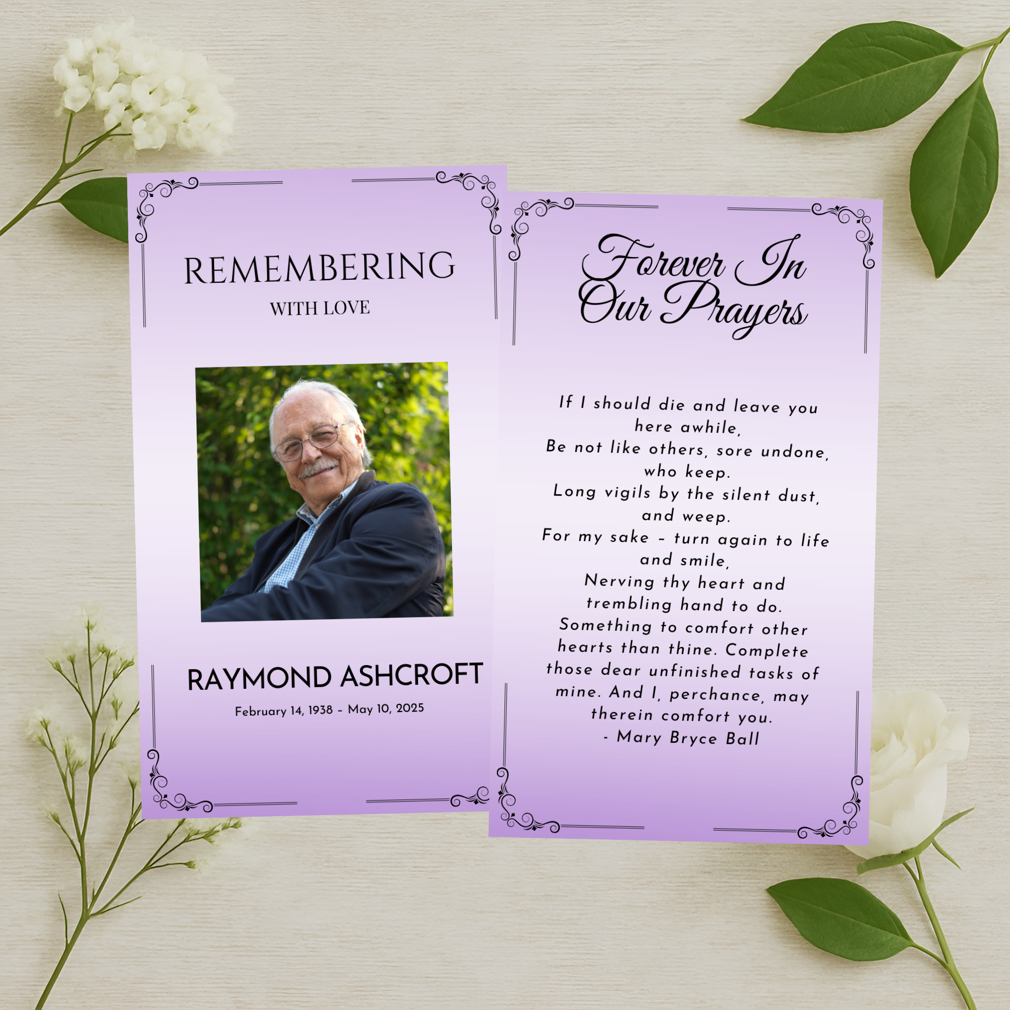 Lavender Heirloom Prayer Card