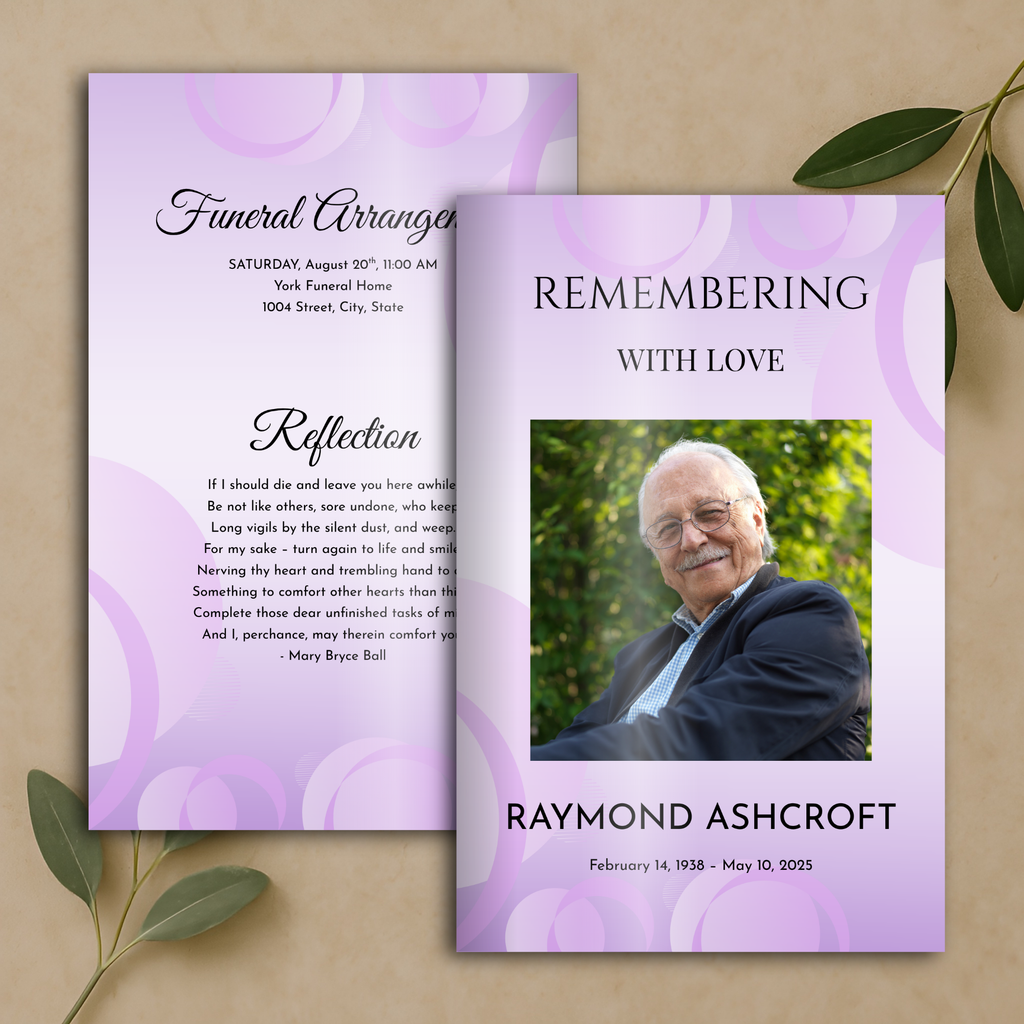Lavender Heirloom Funeral Program