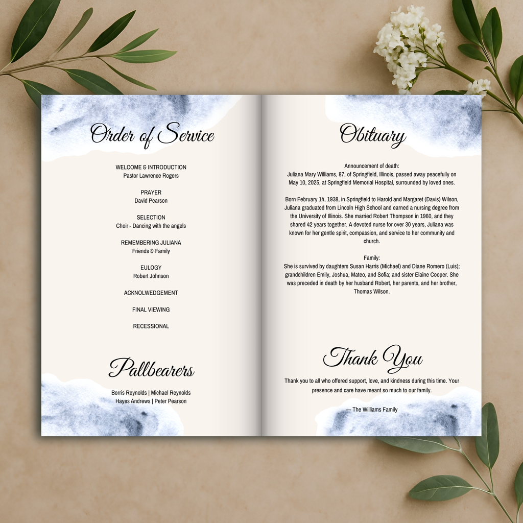 Marble Grace Funeral Program