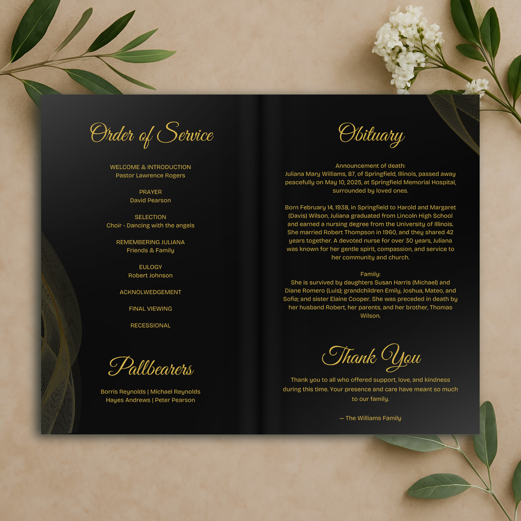 Midnight Regal Funeral Program