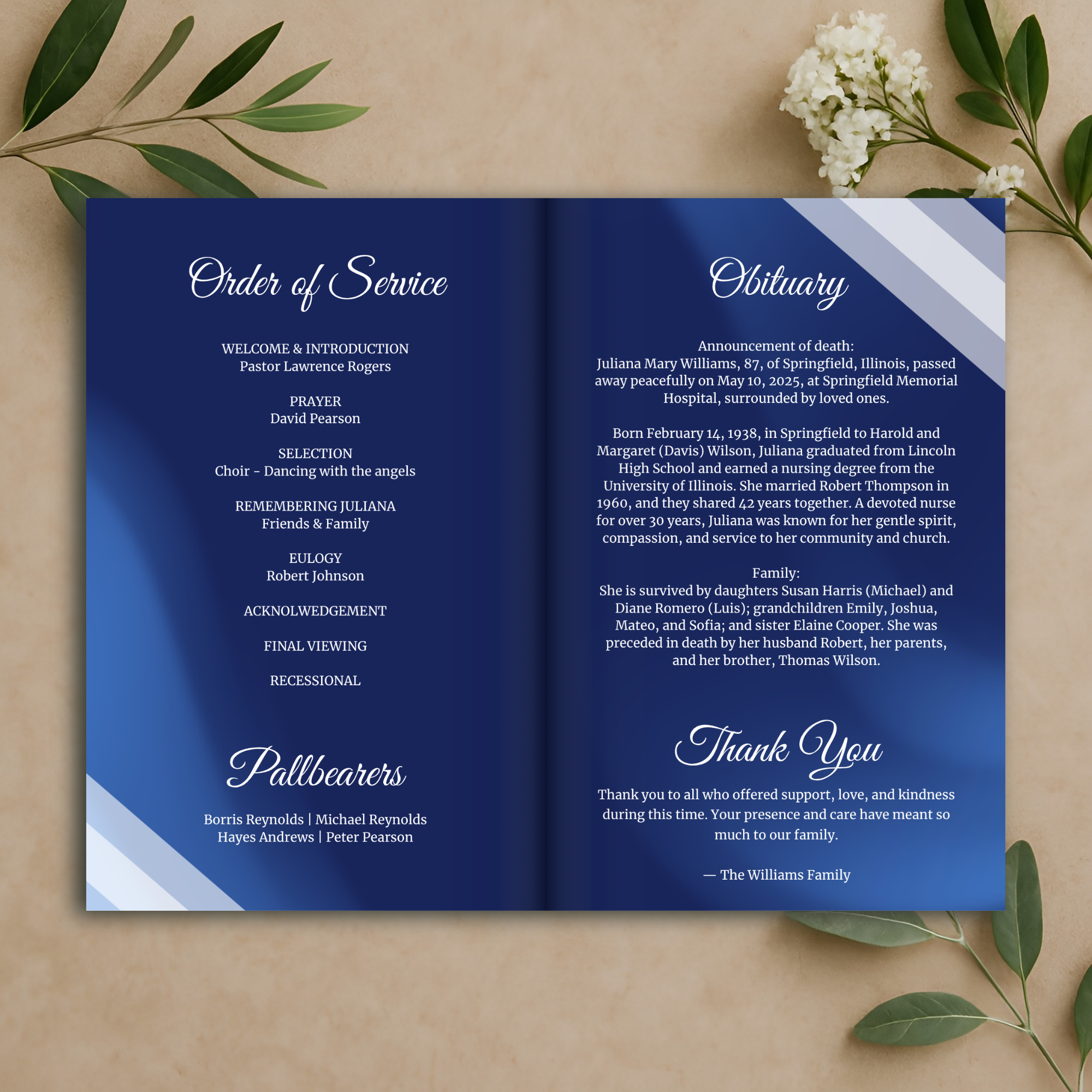 Navy Remembrance Funeral Program