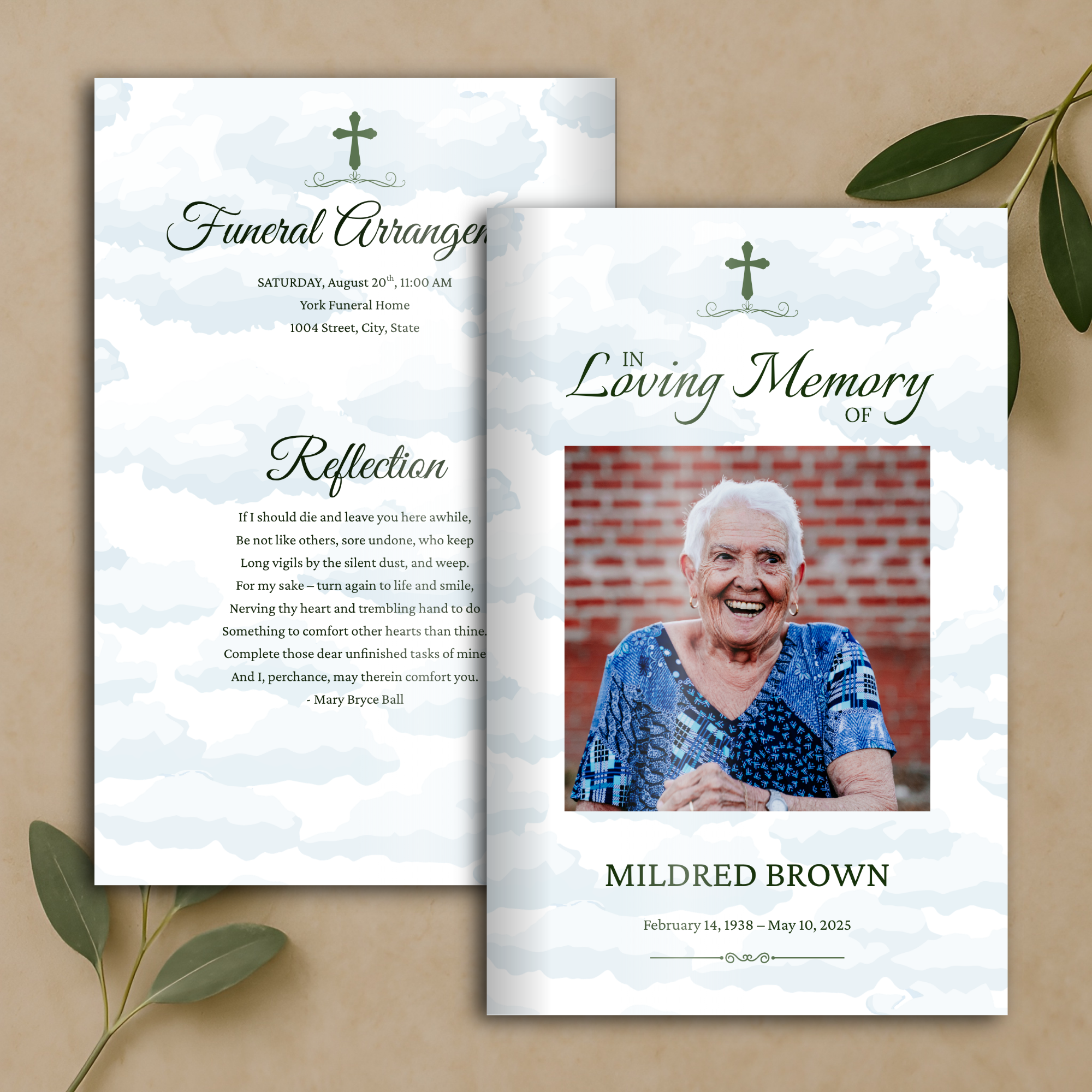 Olive Blessing Funeral Program