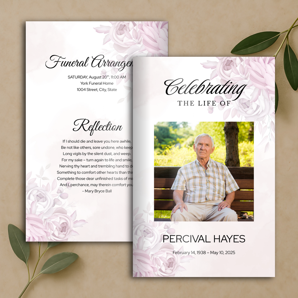 Pastel Bloom Funeral Program