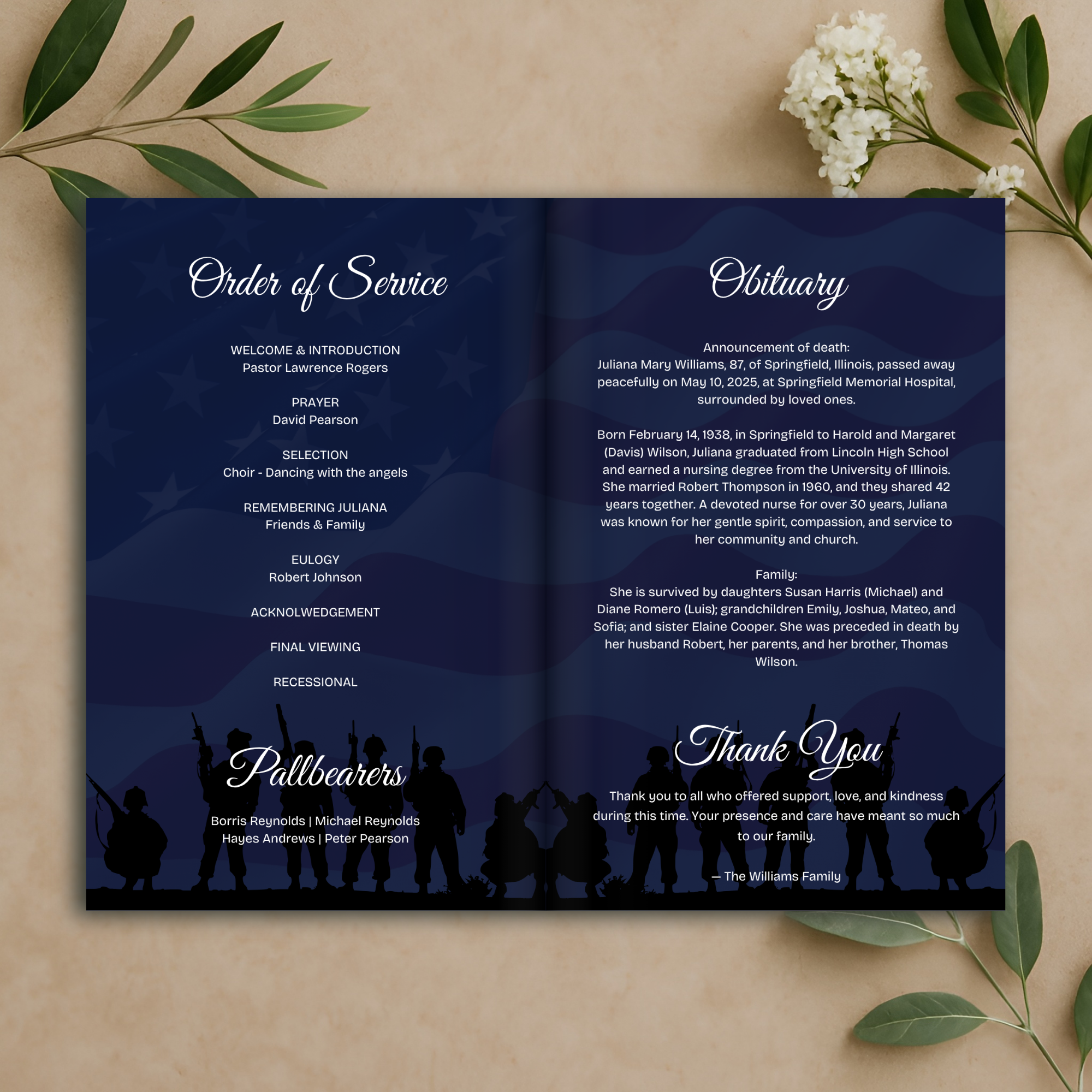 Patriot Tribute Funeral Program