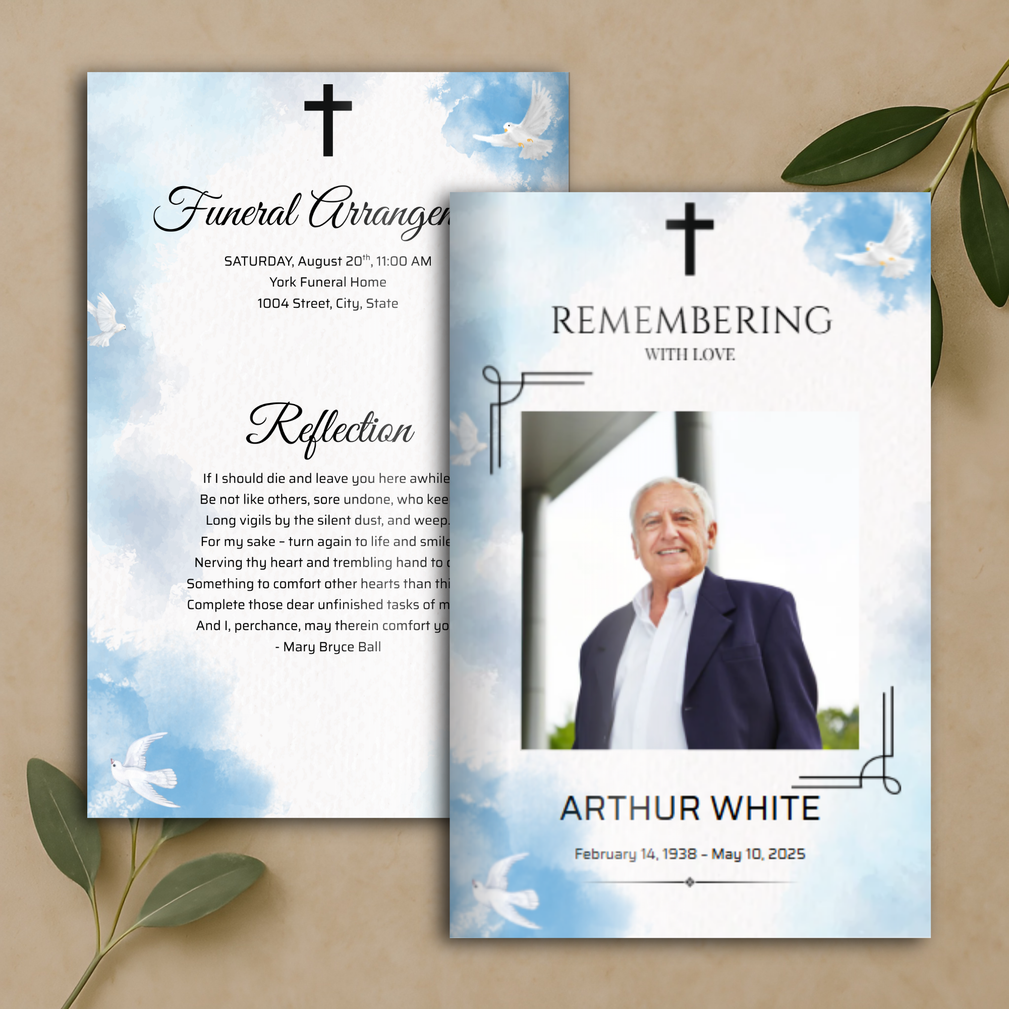 Peaceful Dove Funeral Program