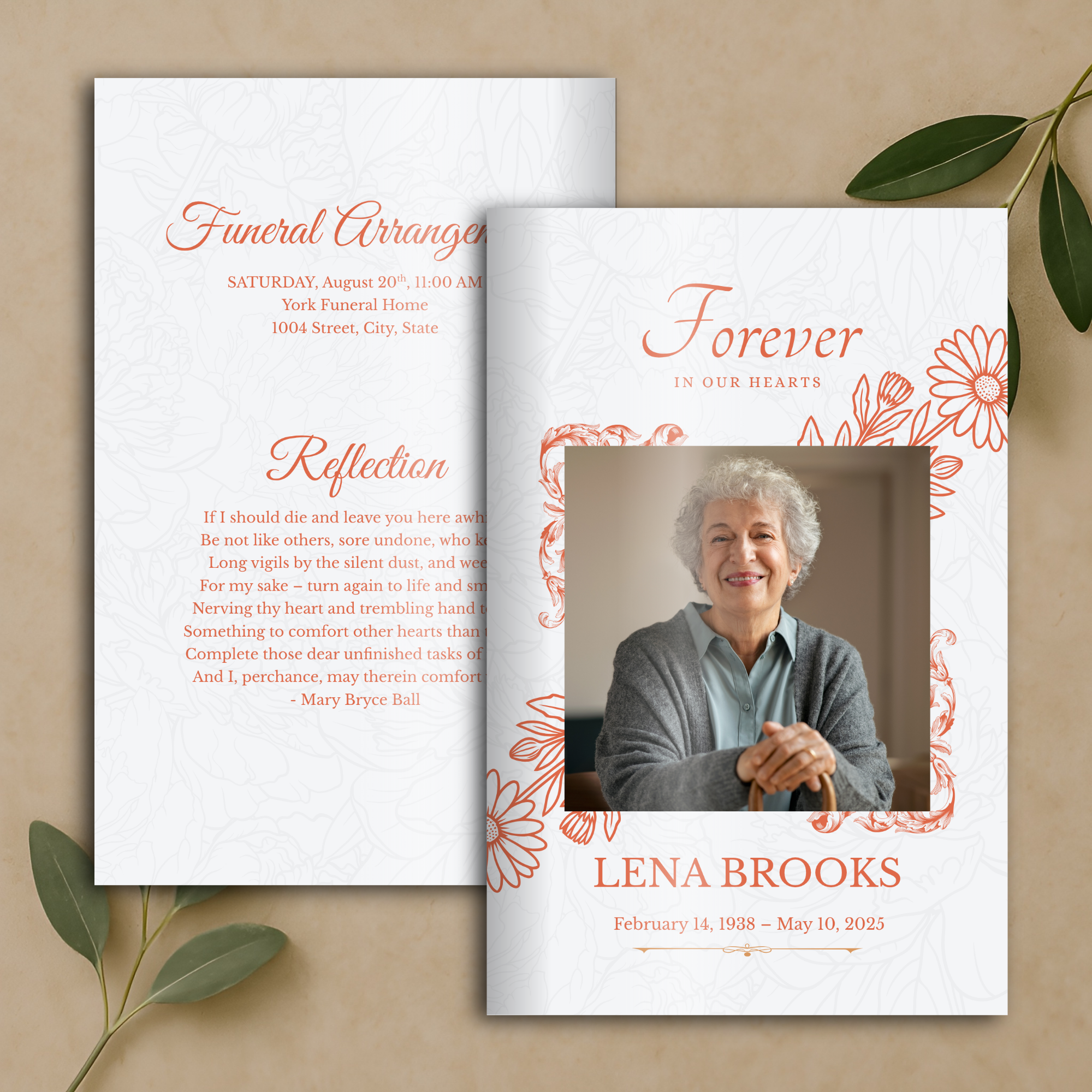 Peach Forever Funeral Program