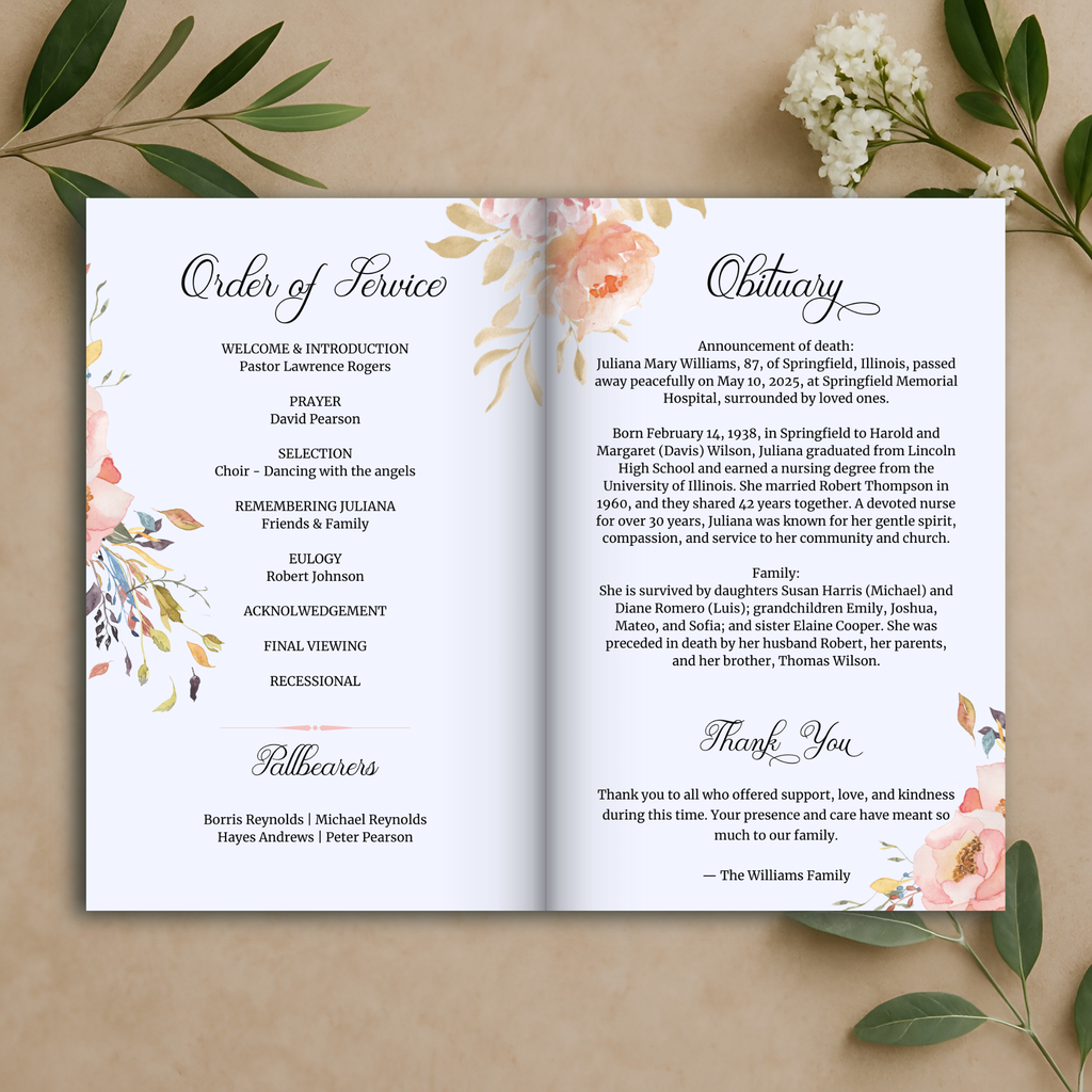 Garden Funeral Program
