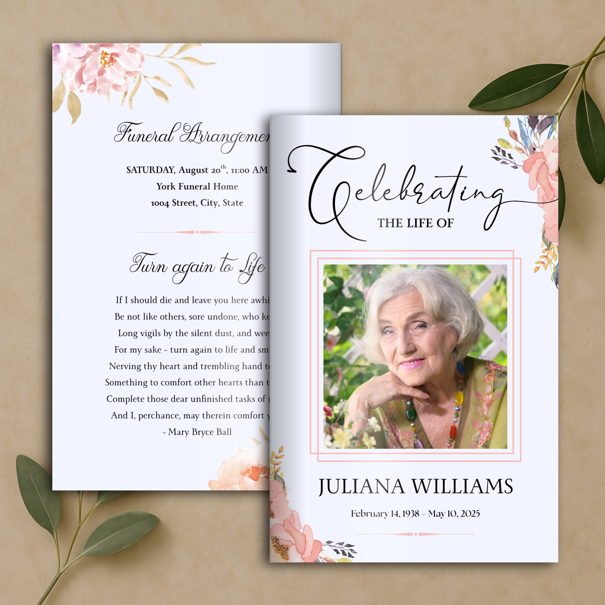 Garden Funeral Program