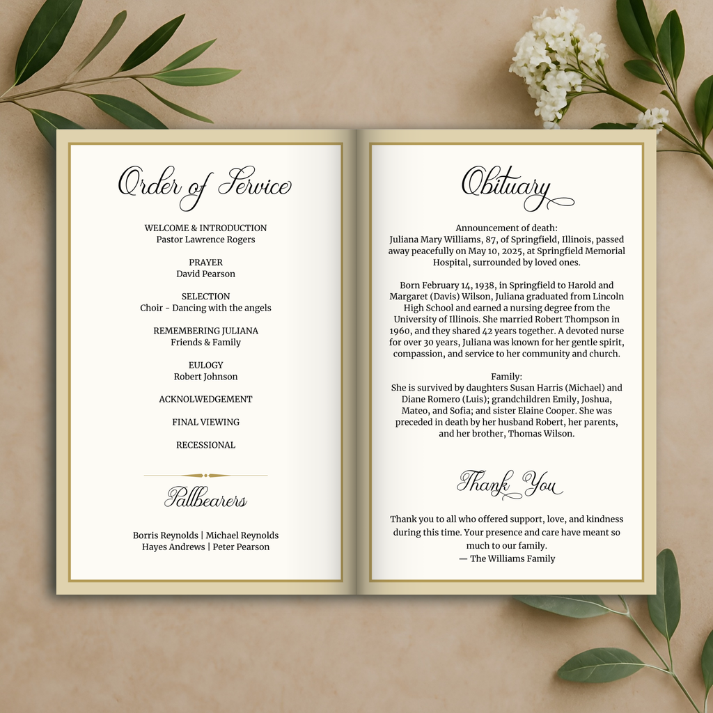 Heirloom Funeral Program