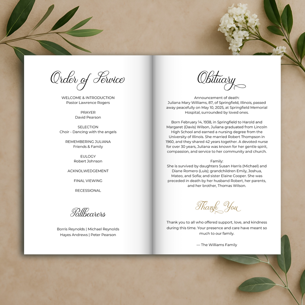 Refined Funeral Program