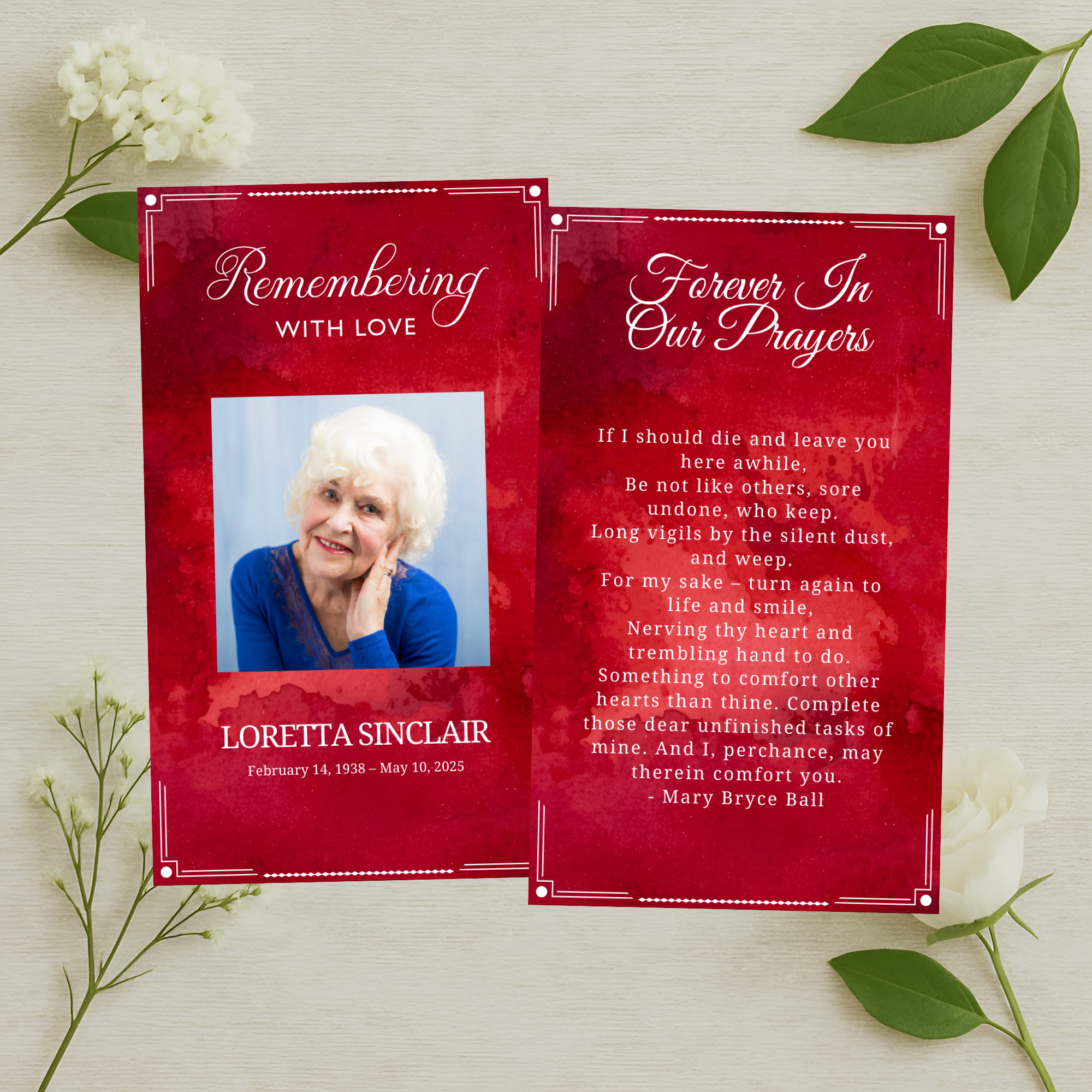 Ruby Remembrance Prayer Card