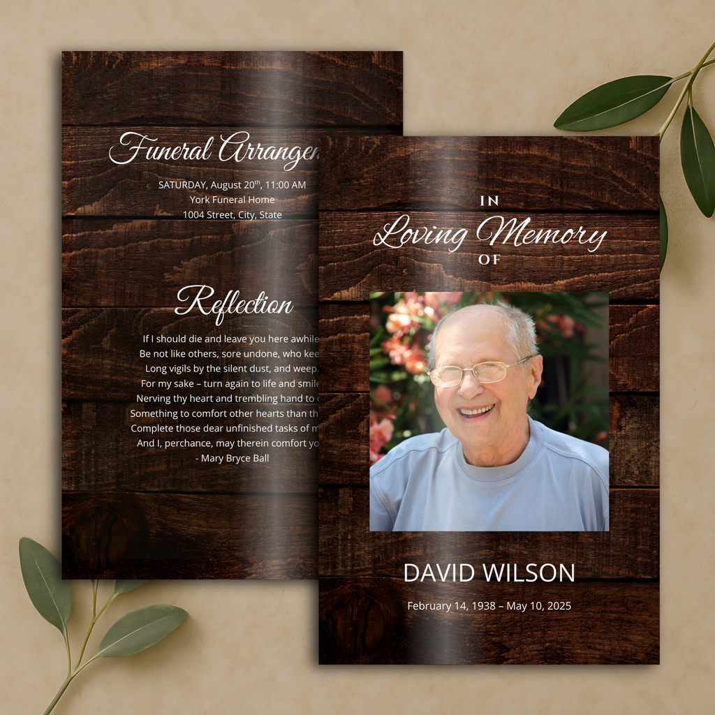 Rustic Memory Funeral Program