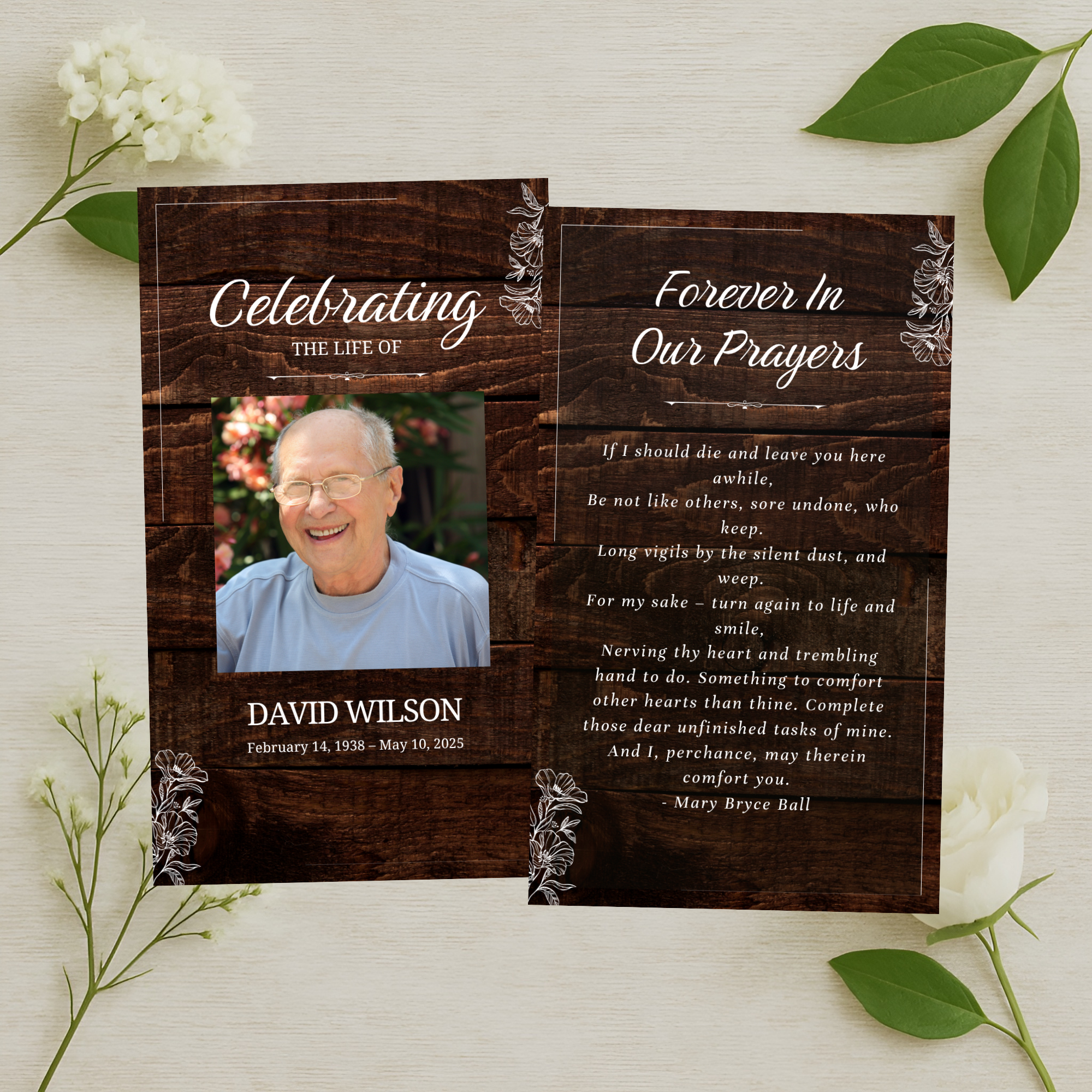 Rustic Memory Prayer Card