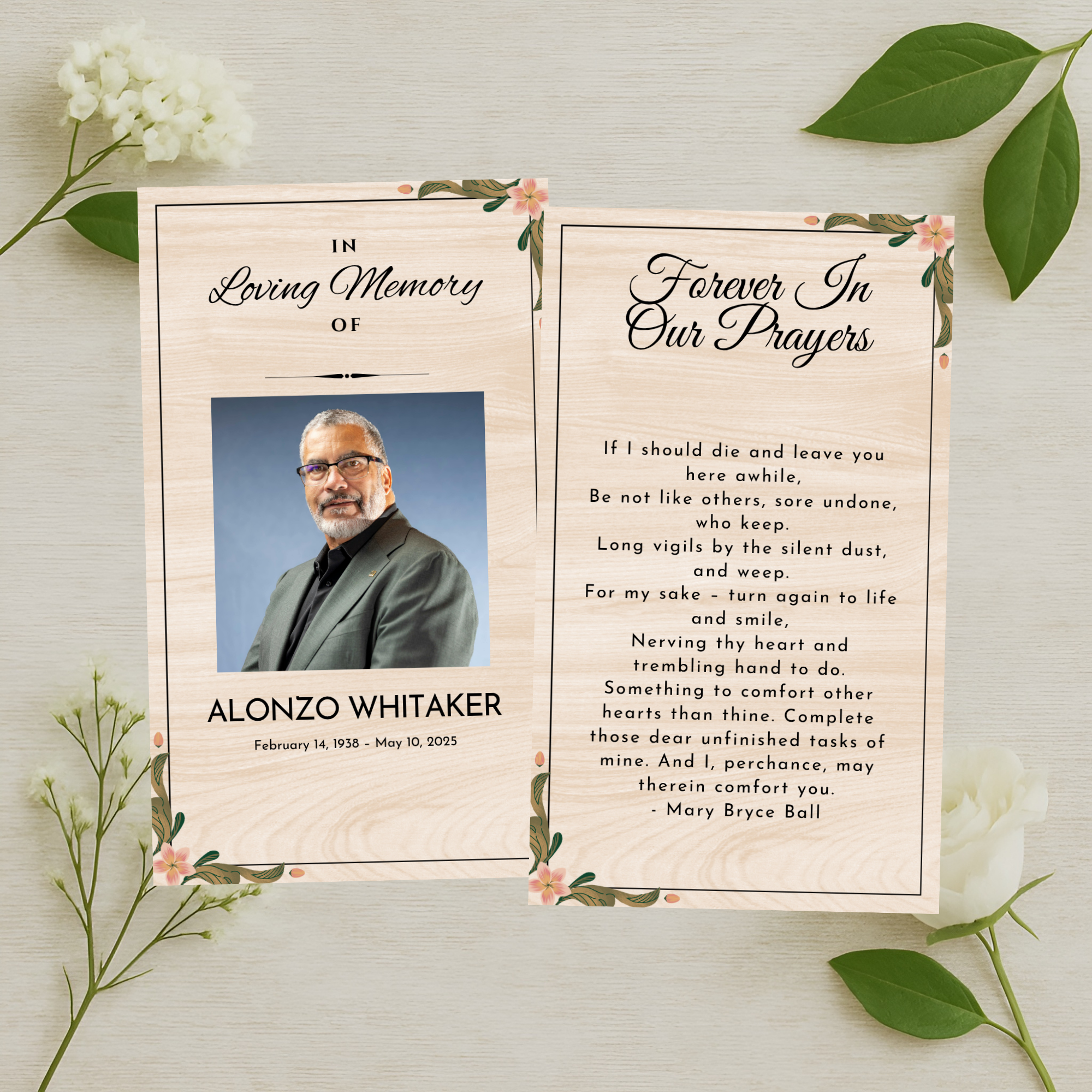 Rustic Vine Prayer Card