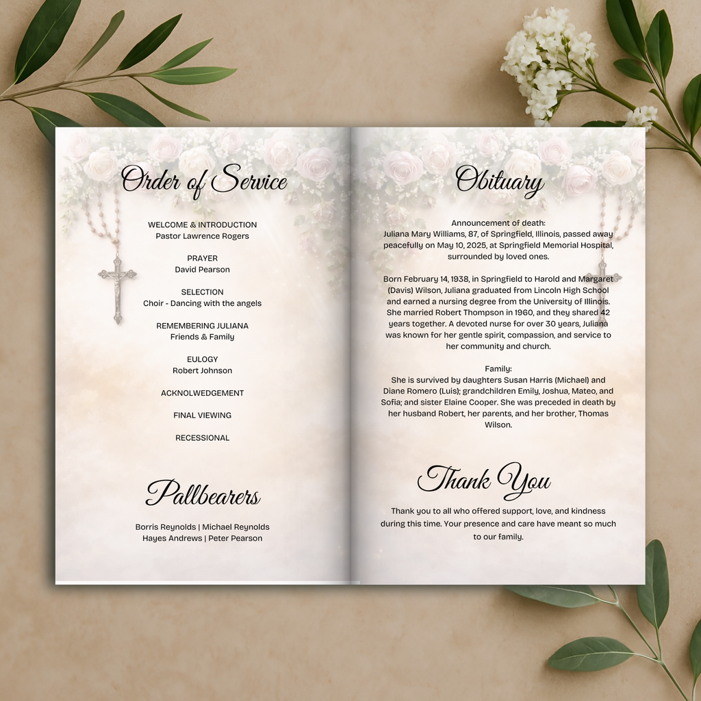 Sacred Cross Funeral Program