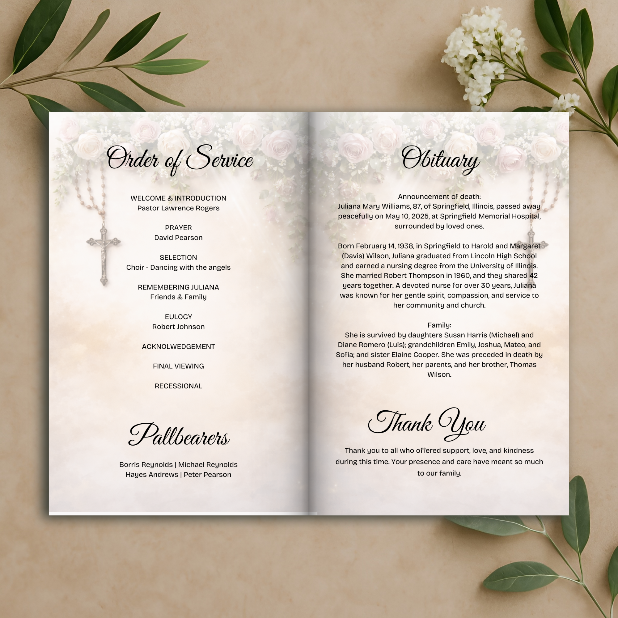 Sacred Cross Funeral Program