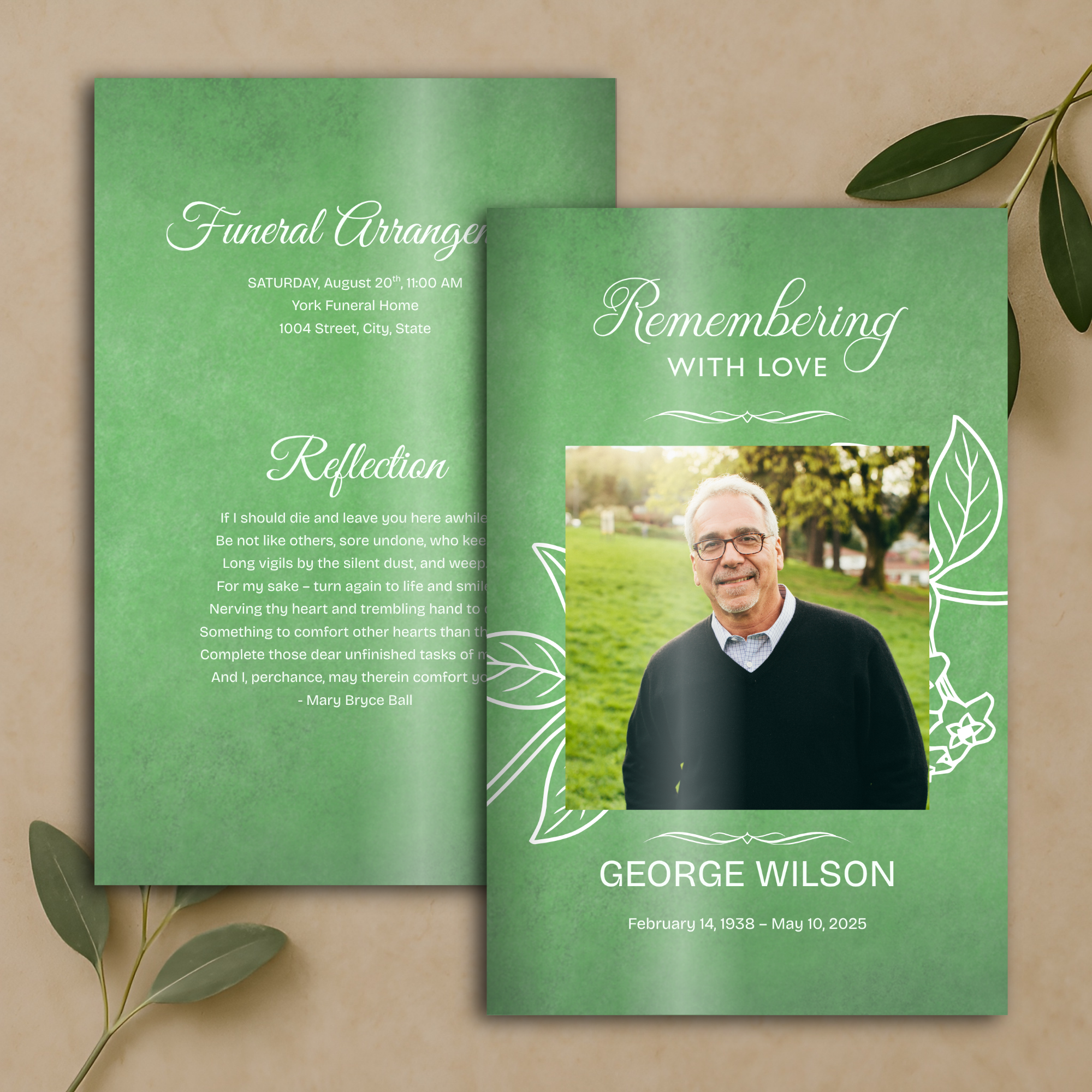 Sage Remembrance Funeral Program