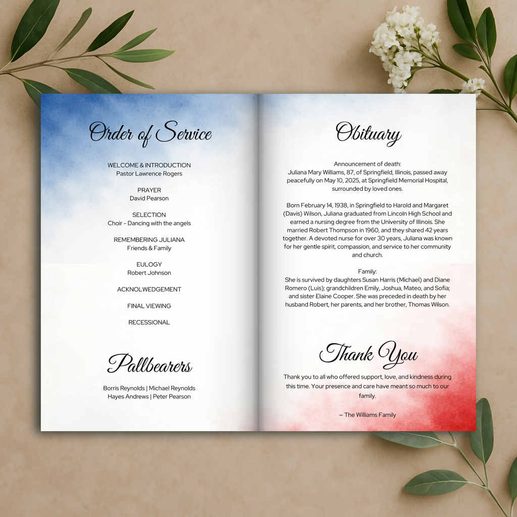 Salute Service Funeral Program