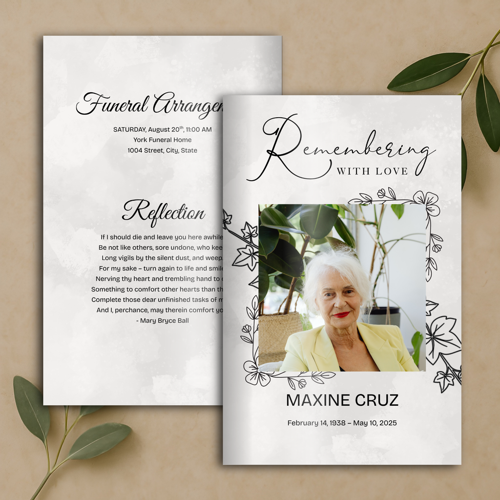 Soft Petal Funeral Program