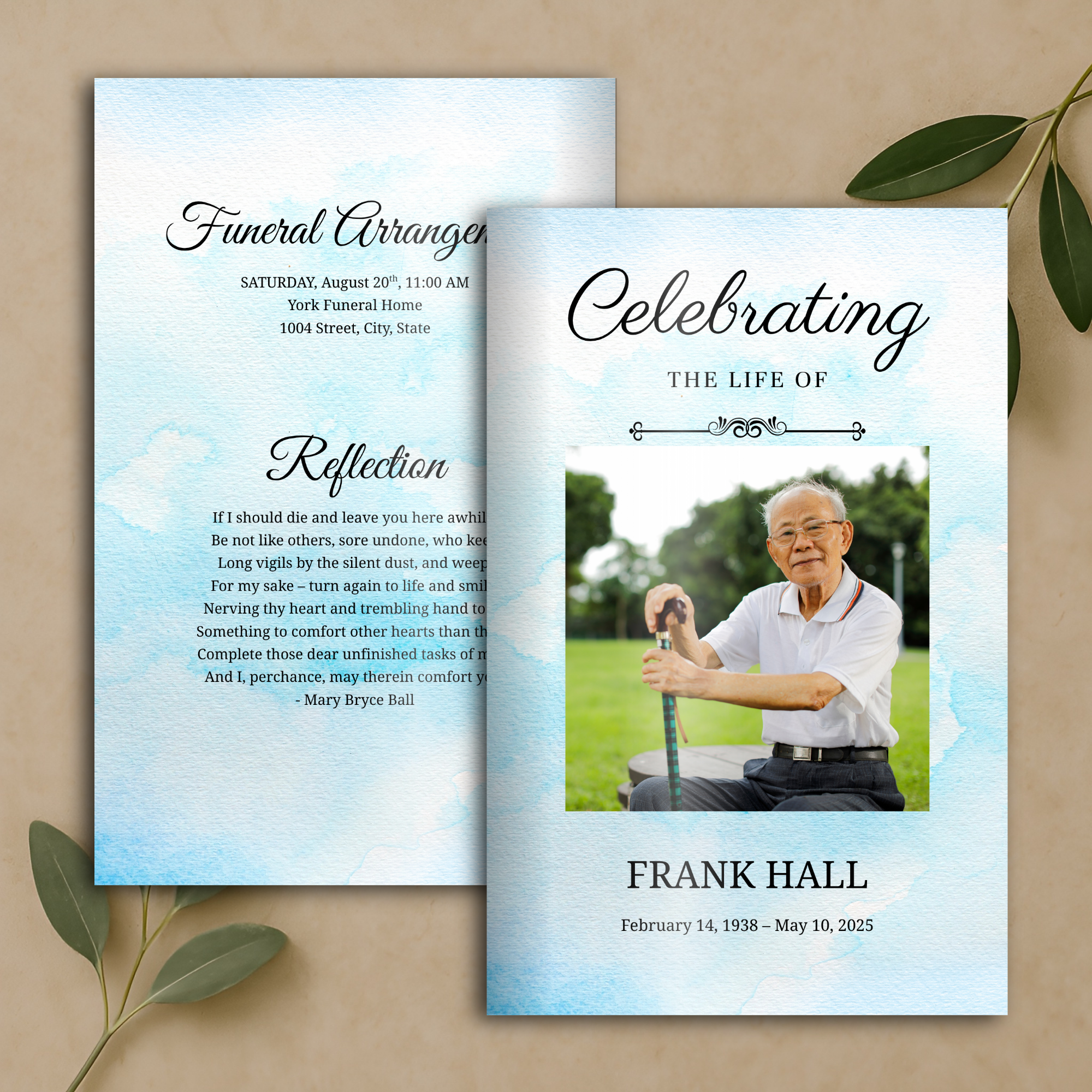 Soft Sky Funeral Program