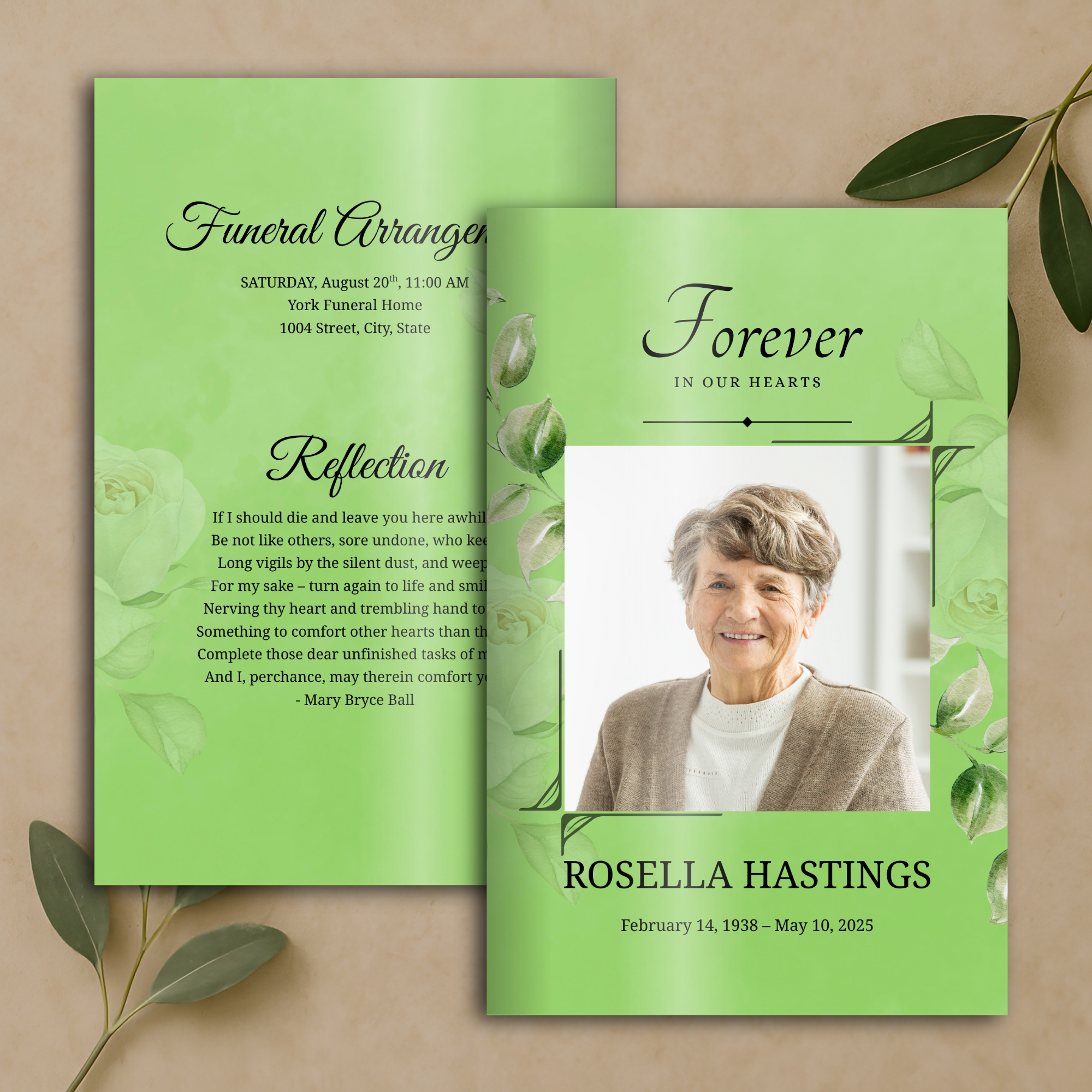 Spring Leaf Funeral Program