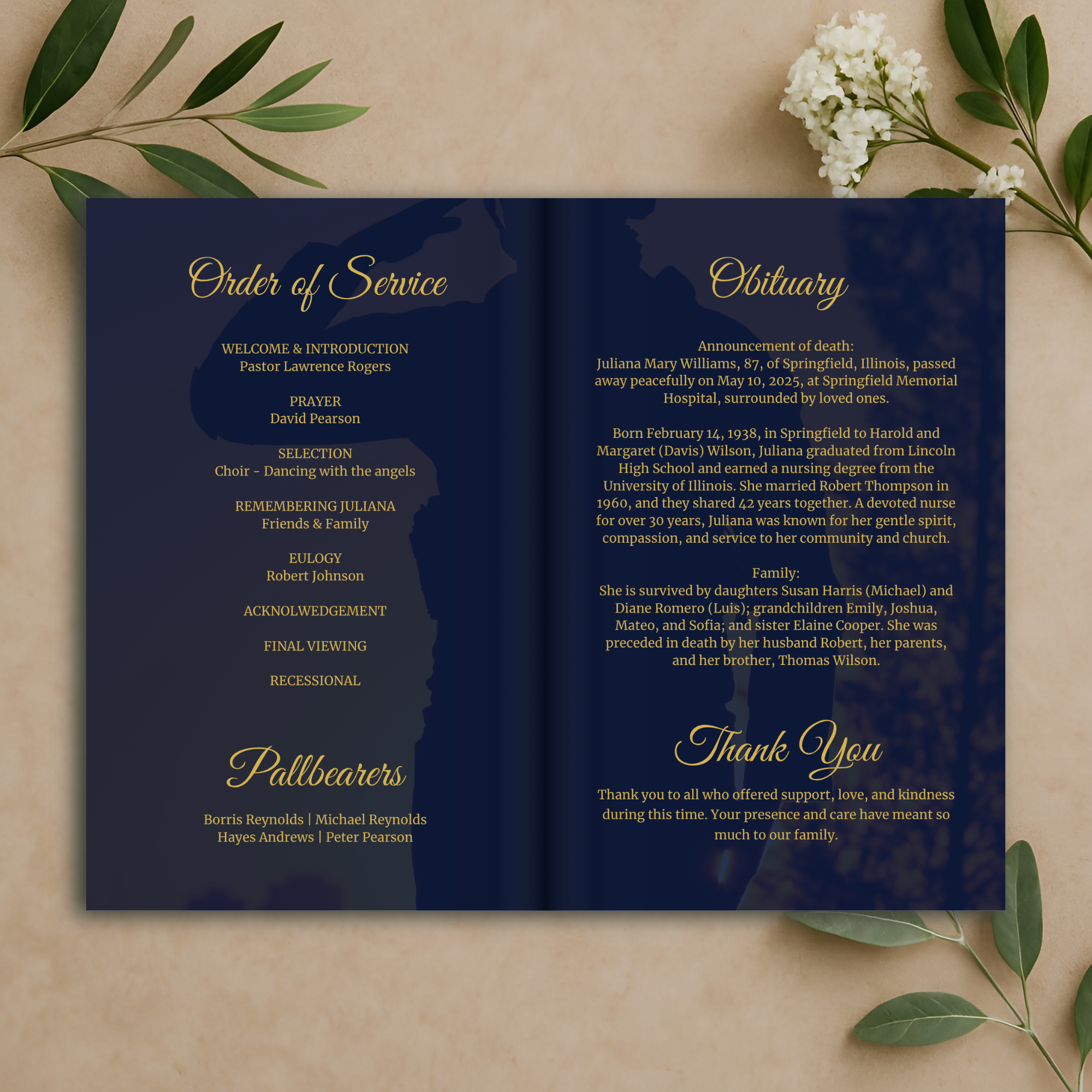 Stars Service Funeral Program