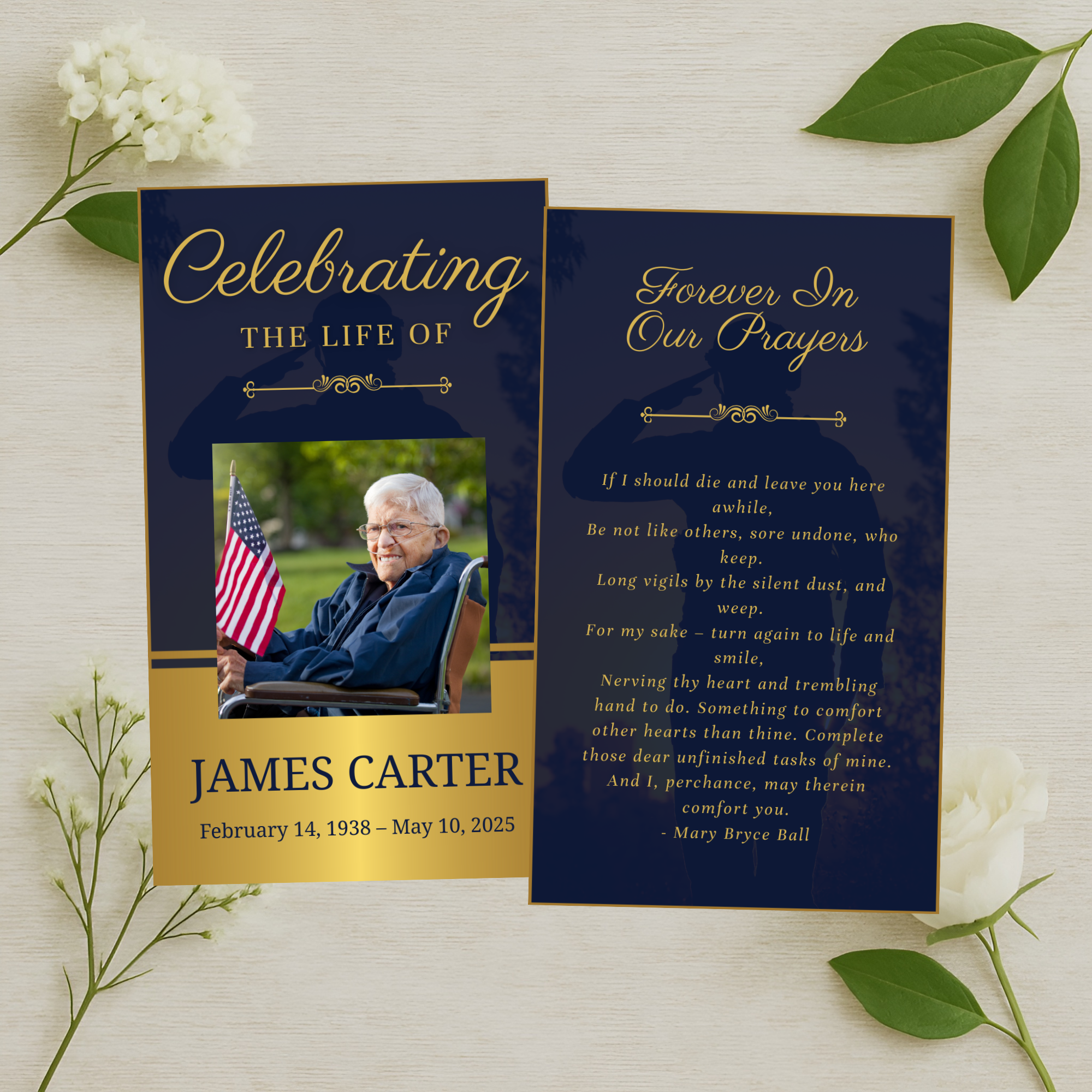 Stars Service Prayer Card
