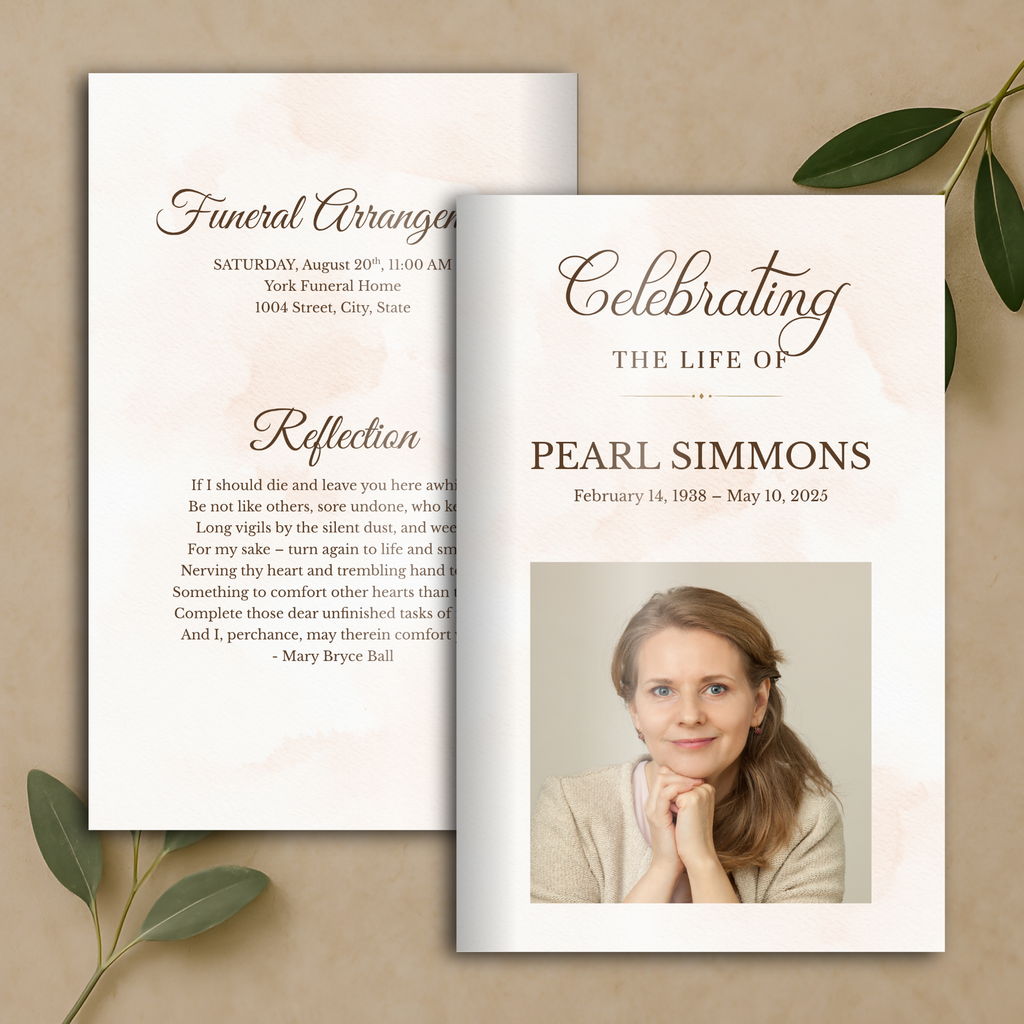 Warm Linen Funeral Program